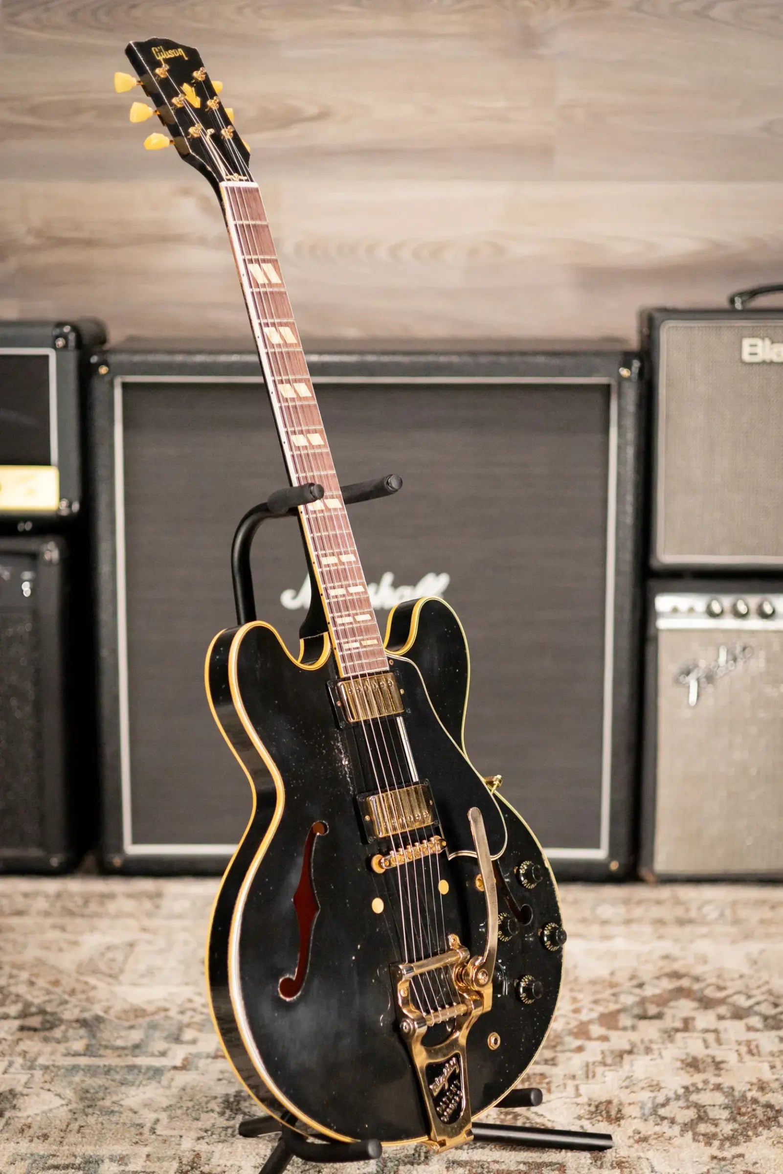 Gibson Custom Shop Limited Edition 1959 ES-345 Varitone Bigsby Reissue Murphy Lab Semi-Hollow Electric Guitar - Ebony Heavy Aged with Hardshell Case