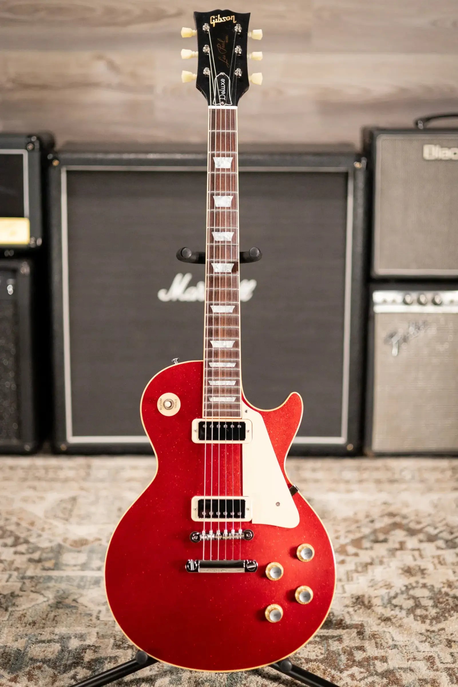 Gibson Custom Shop Limited Edition 1976 Les Paul Deluxe Reissue Electric Guitar - Red Sparkle VOS with Hardshell Case