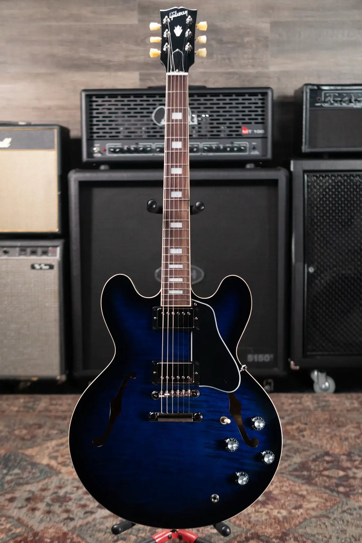 Gibson ES-335 Figured Semi-Hollow Electric Guitar - Deep Ocean Burst with Hardshell Case - Demo