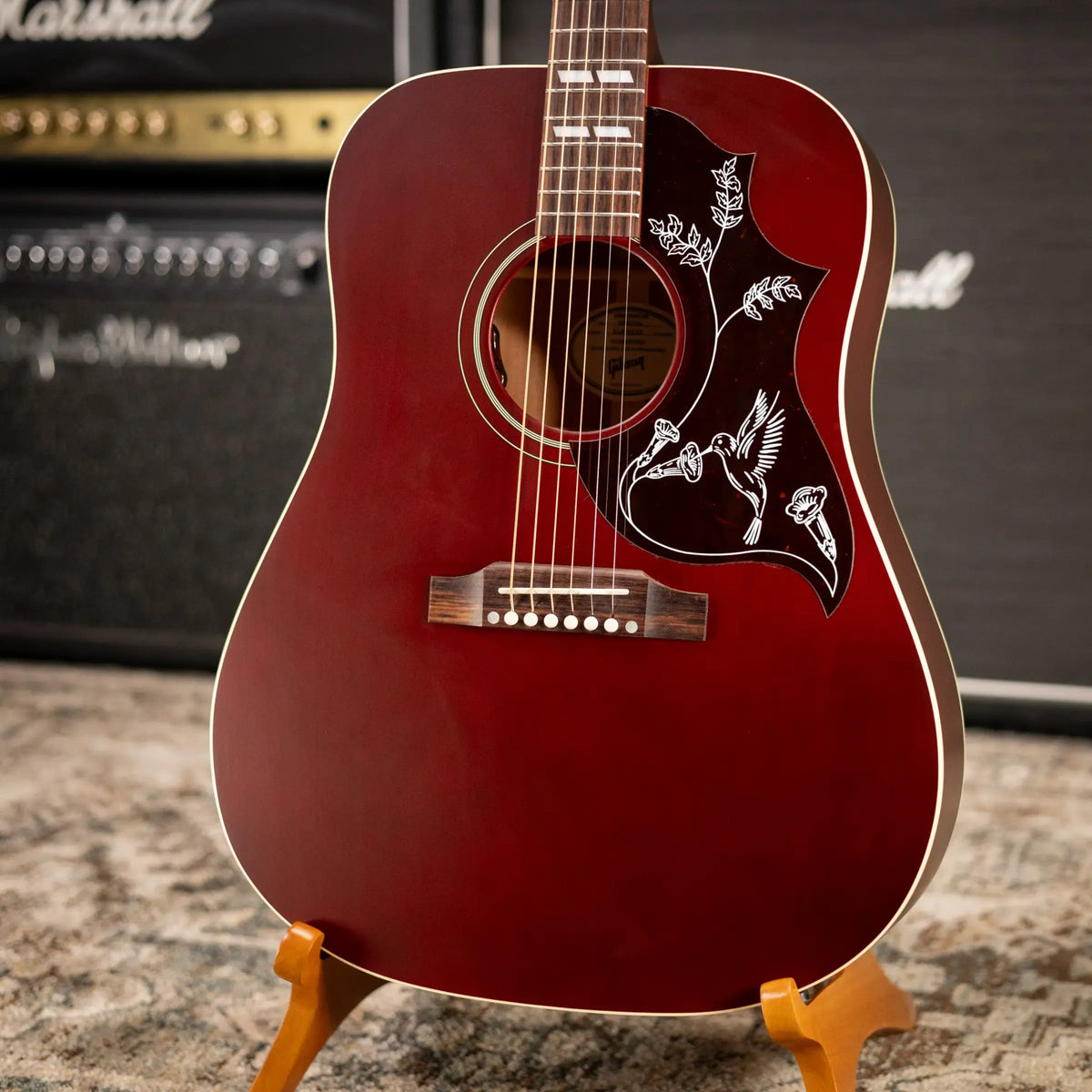 Gibson Hummingbird Special Dreadnought Acoustic/Electric Guitar - Satin Wine Red with Gig Bag