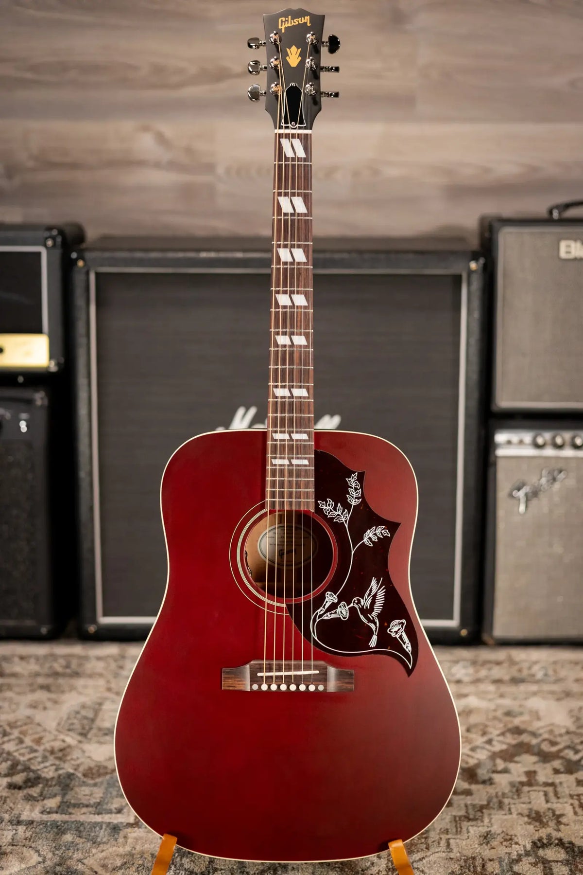 Gibson Hummingbird Special Dreadnought Acoustic/Electric Guitar - Satin Wine Red with Gig Bag