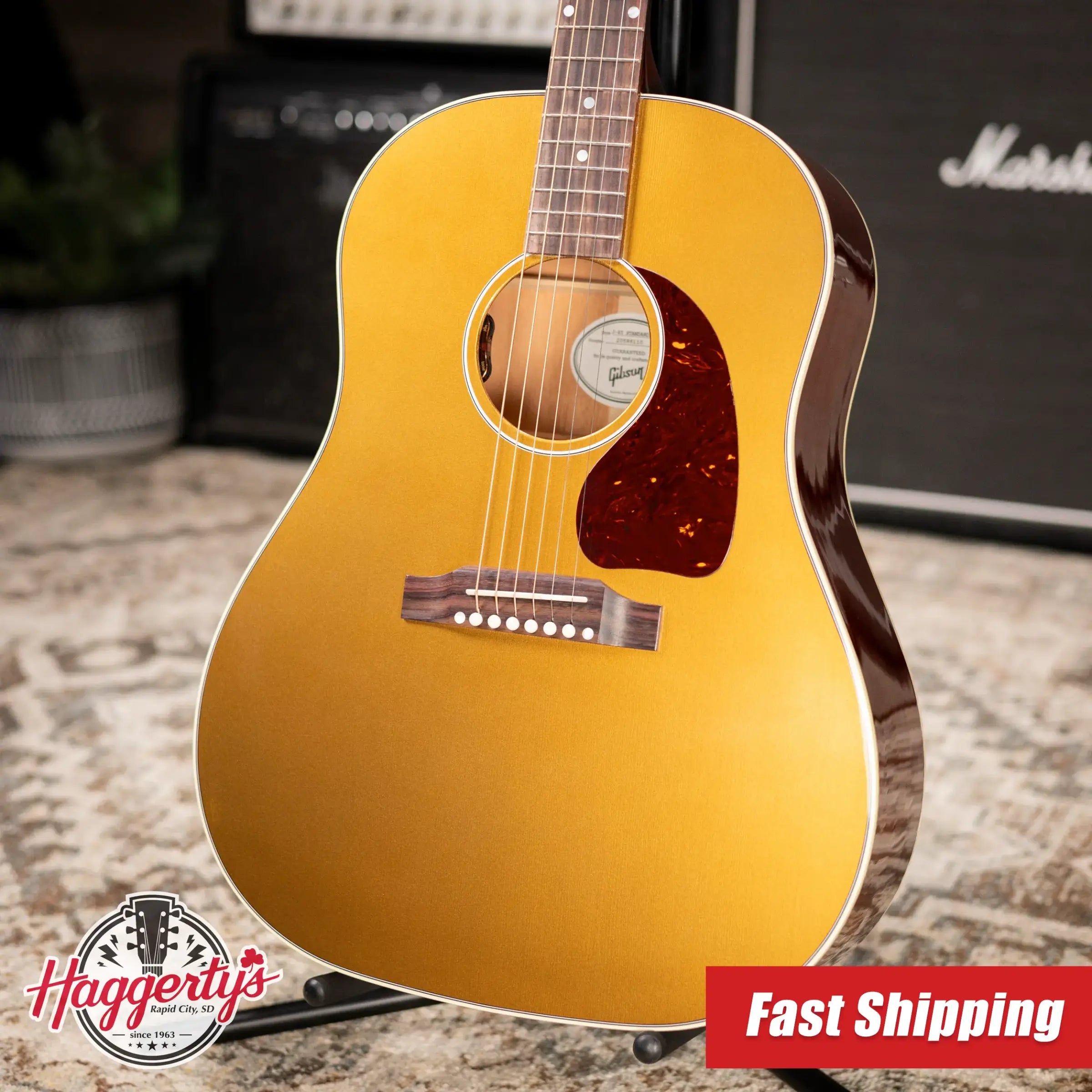 Gibson J-45 Standard Goldtop Acoustic/Electric Guitar - Goldtop Gloss with Hardshell Case