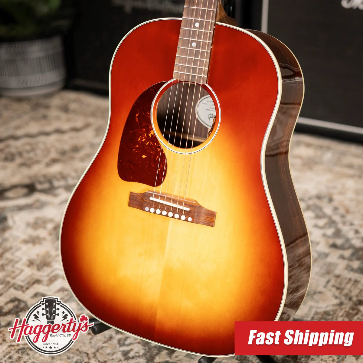 Gibson J-45 Standard Rosewood Left-Handed Acoustic/Electric Guitar - Rosewood Burst with Hardshell Case - Demo