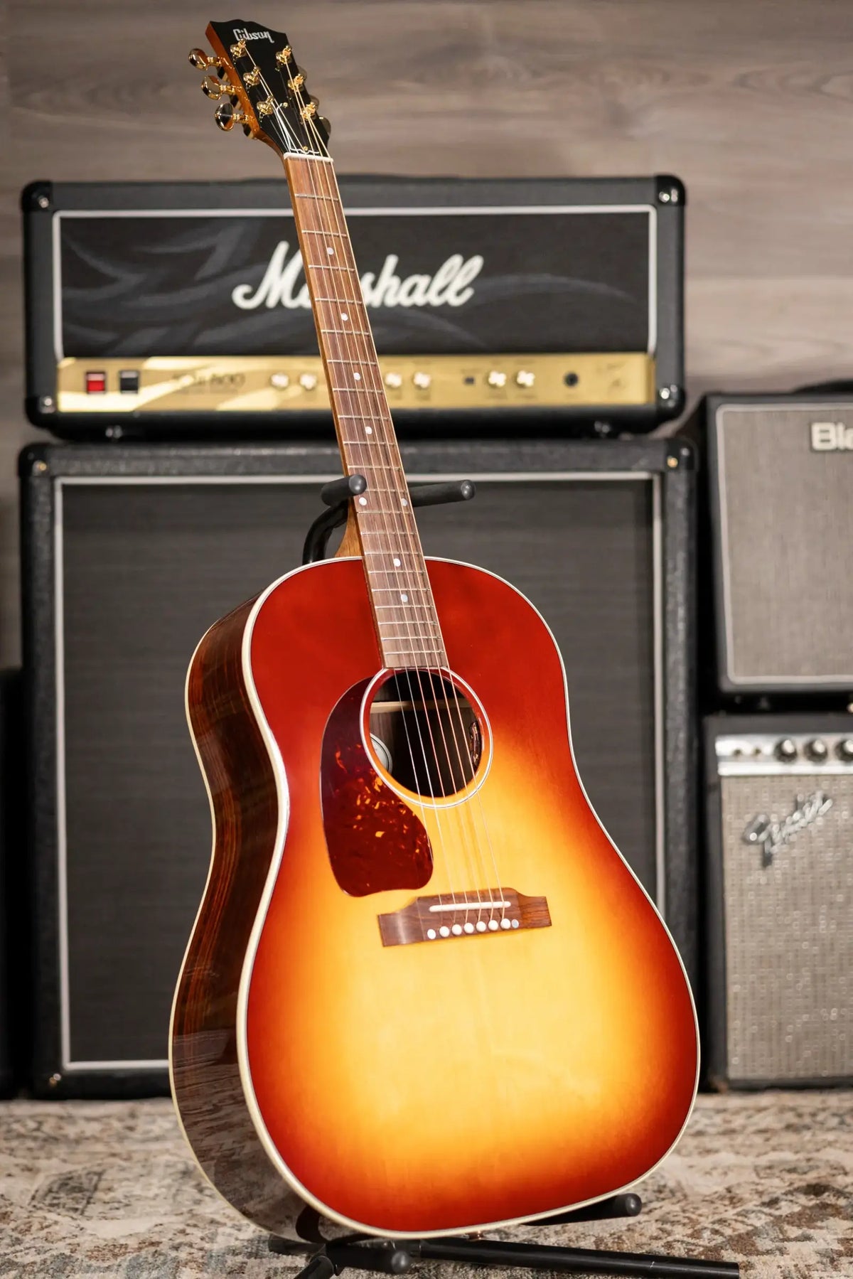 Gibson J-45 Standard Rosewood Left-Handed Acoustic/Electric Guitar - Rosewood Burst with Hardshell Case - Demo