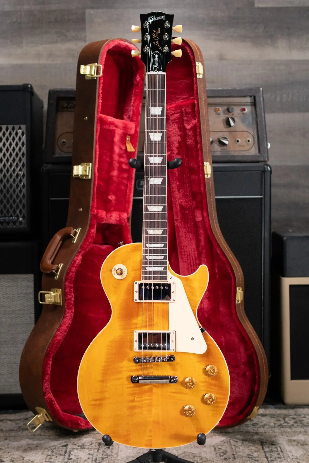 Gibson Les Paul Standard 50s Figured Top Electric Guitar - Honey Amber with Hardshell Case