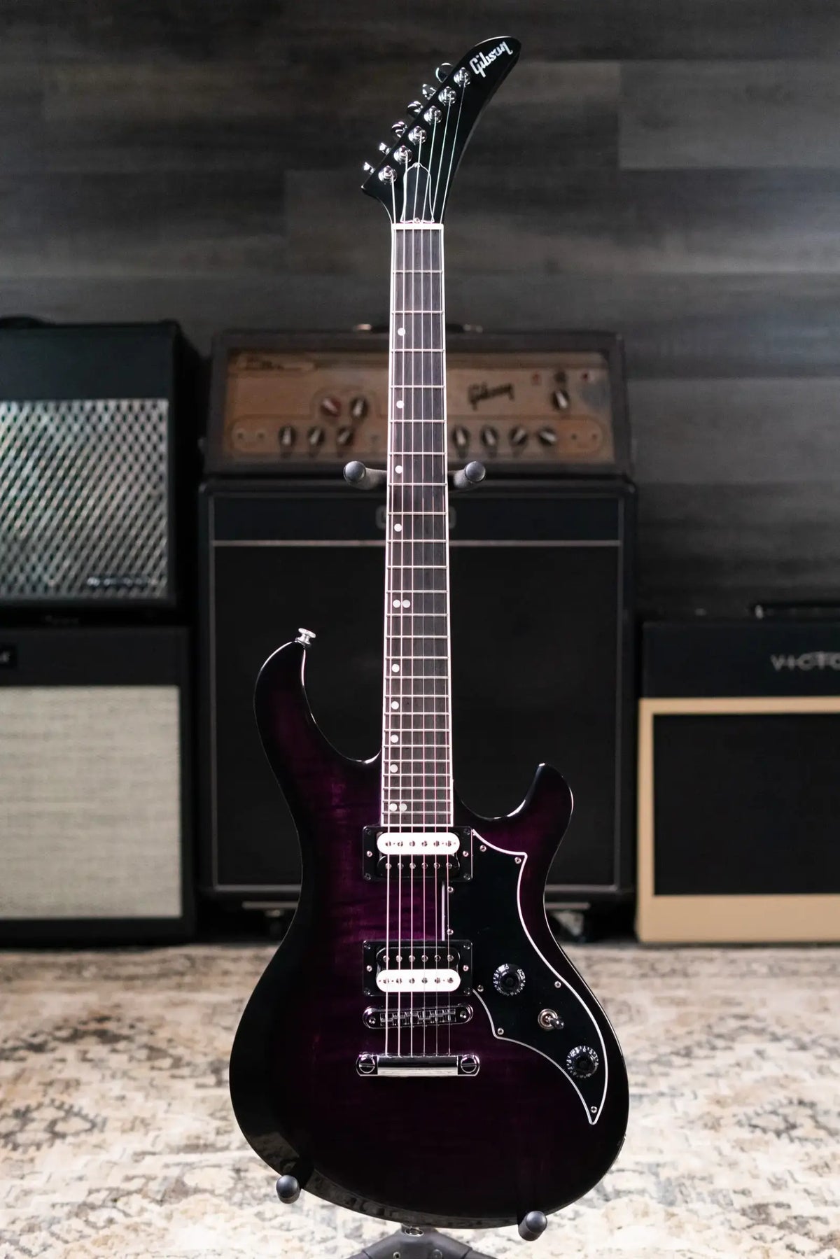 Gibson Victory Figured Top Electric Guitar - Dark Purple Burst with Hardshell Case - Demo