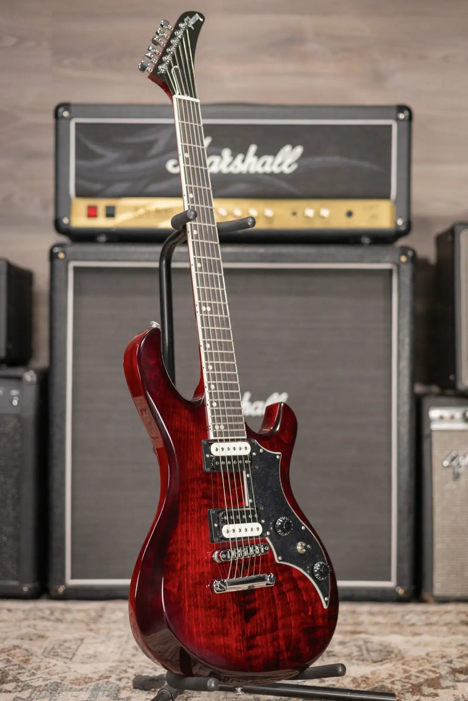 Gibson Victory Figured Top Electric Guitar - Wine Red Burst with Dirty Fingers Pickups and Hardshell Case