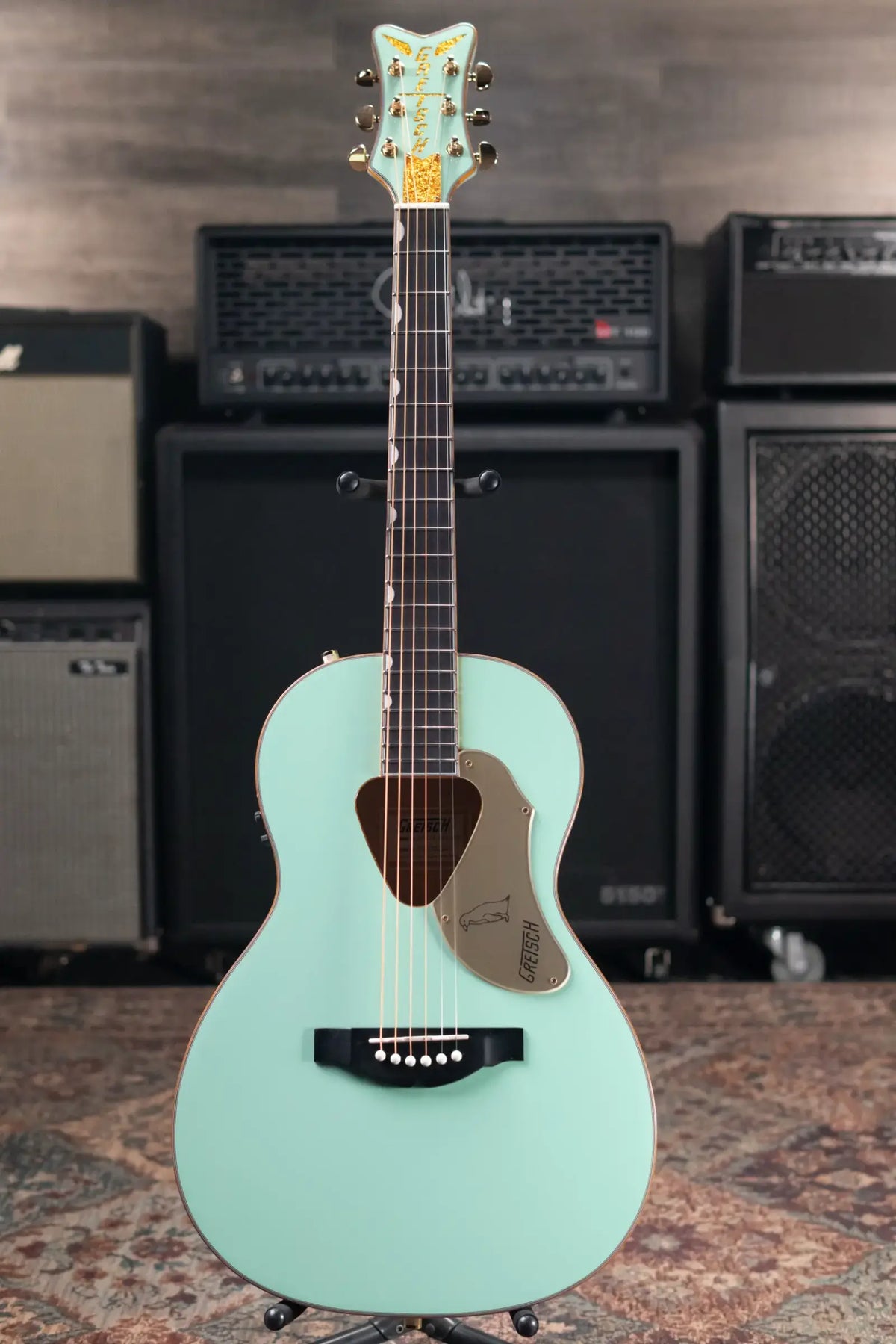 Gretsch G5021E Rancher Penguin Parlor Acoustic/Electric Guitar - Mint Metallic - Demo