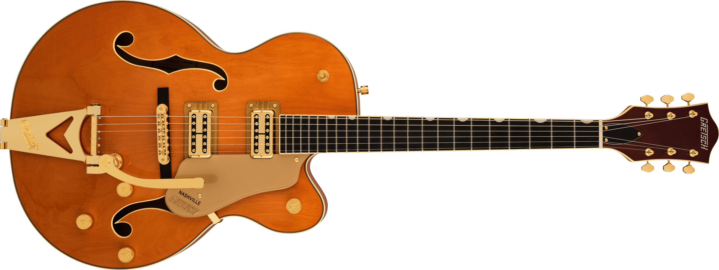 Gretsch Synchromatic Nashville Hollow Body Single-Cut with Bigsby Electric Guitar - 50's Orange Stain with Hardshell Case