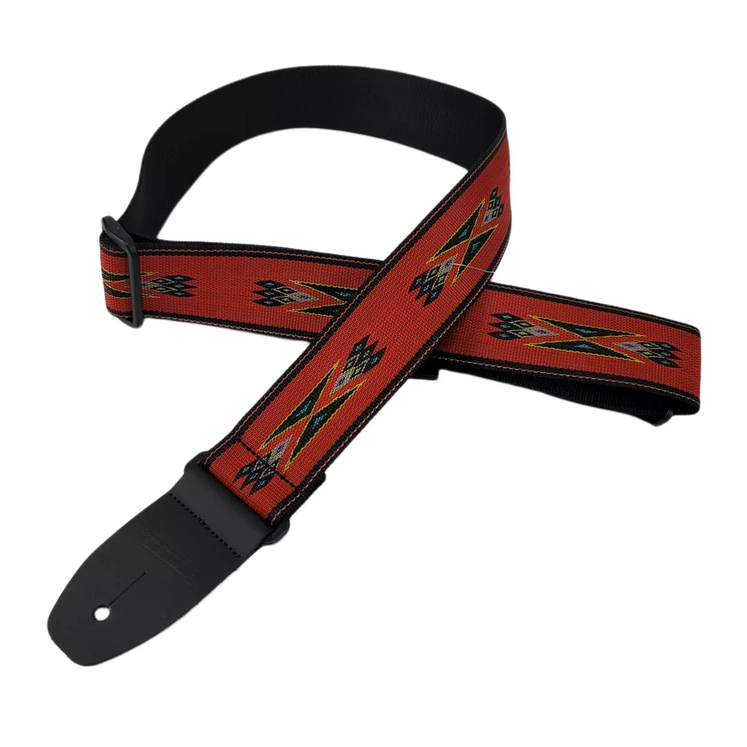 Henry Heller 222 Poly Guitar Strap Red Aztec