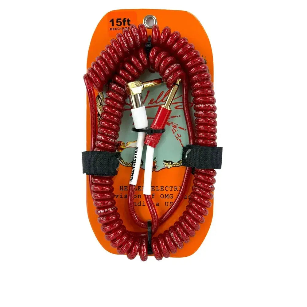 Henry Heller Coiled 15 Foot 1/4" Jack Pro Guitar/Instrument Cable - Red