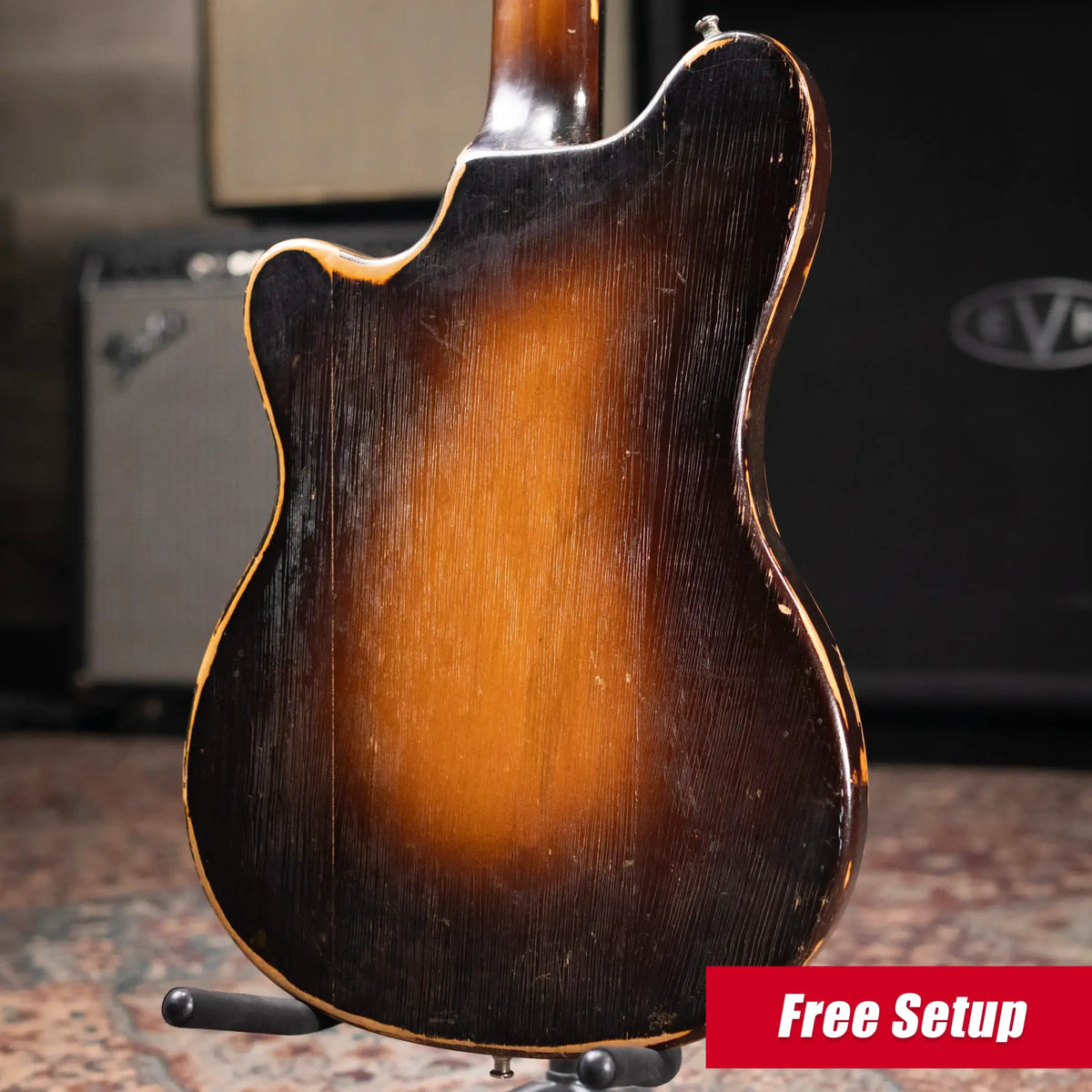 Hofner Rare Vintage 1960 V2 Solid Body Electric Guitar Sunburst with Hardshell Case - Used