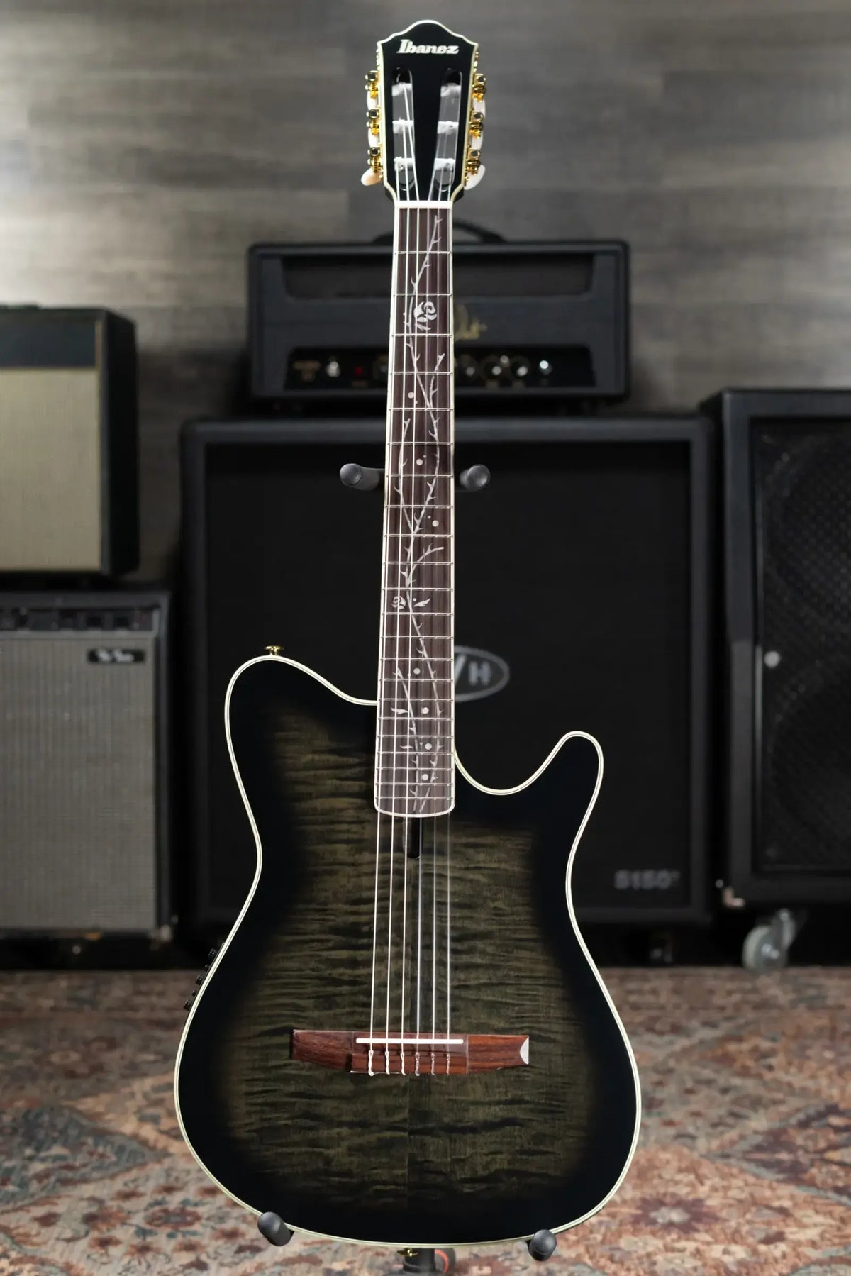 Ibanez TOD20FMN Tim Henson Signature Nylon Acoustic/Electric Guitar - Black Burst Fade Low Gloss