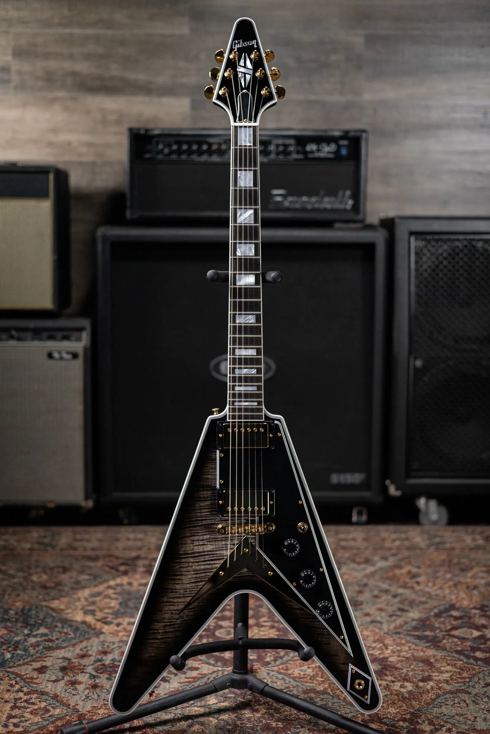 Gibson Custom Shop Flying V Custom Figured Electric Guitar - Cobra Burst with Hardshell Case