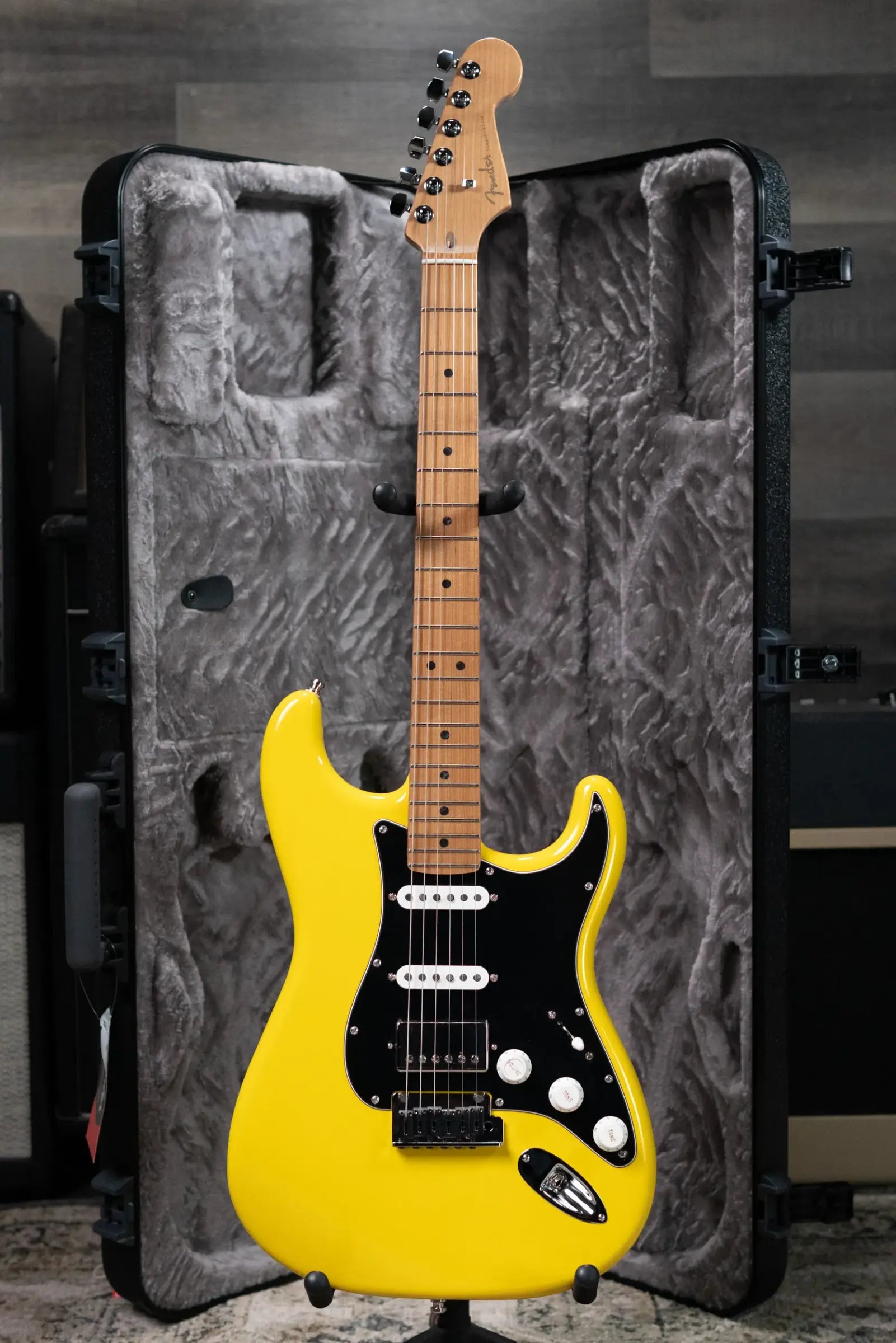 Fender Limited Edition American Ultra II Stratocaster HSS Electric Guitar - Graffiti Yellow with Hardshell Case