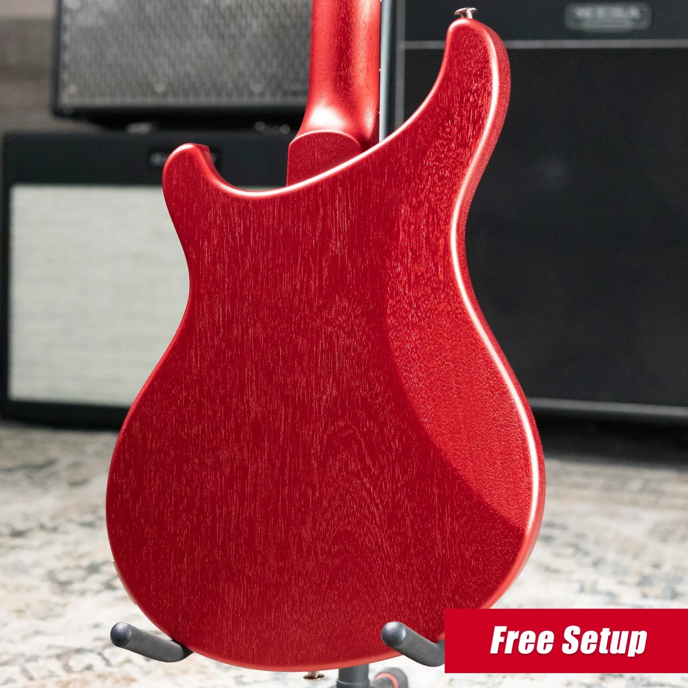 PRS S2 Vela Semi-Hollow Satin Electric Guitar - Red Apple Metallic with Gig Bag