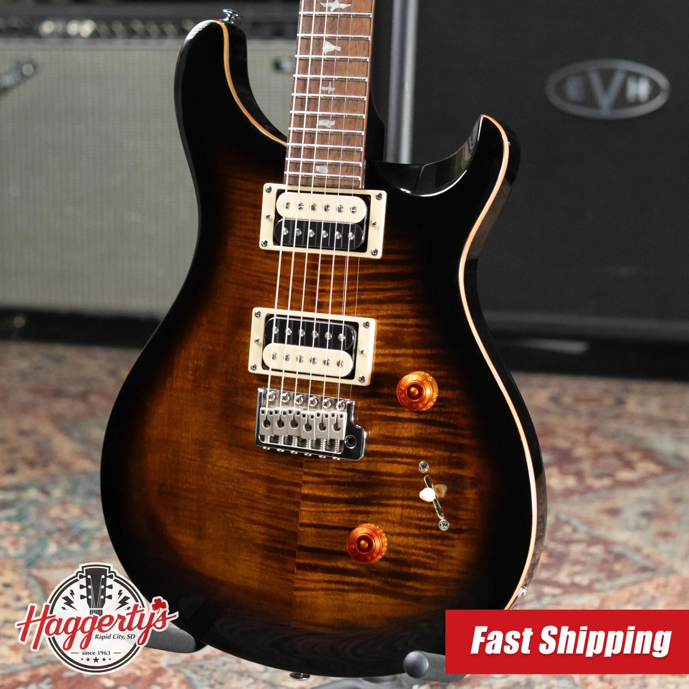 PRS SE Custom 24 Electric Guitar - Black Gold with Gig Bag - Used