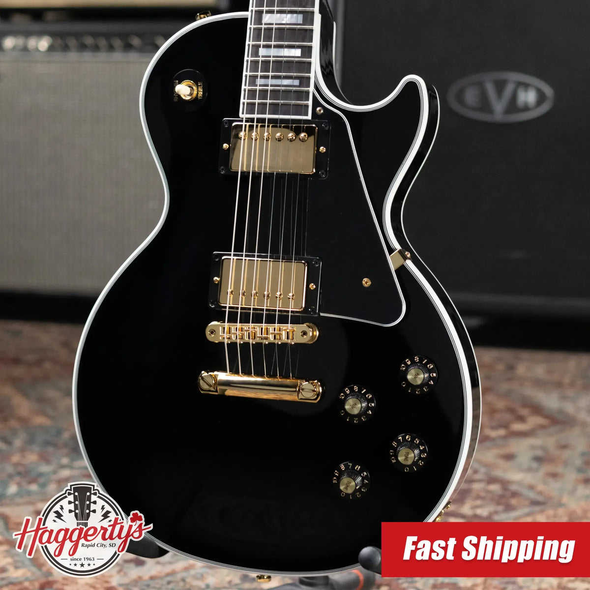 Gibson '70s Les Paul Custom Electric Guitar - Ebony with Hardshell Case