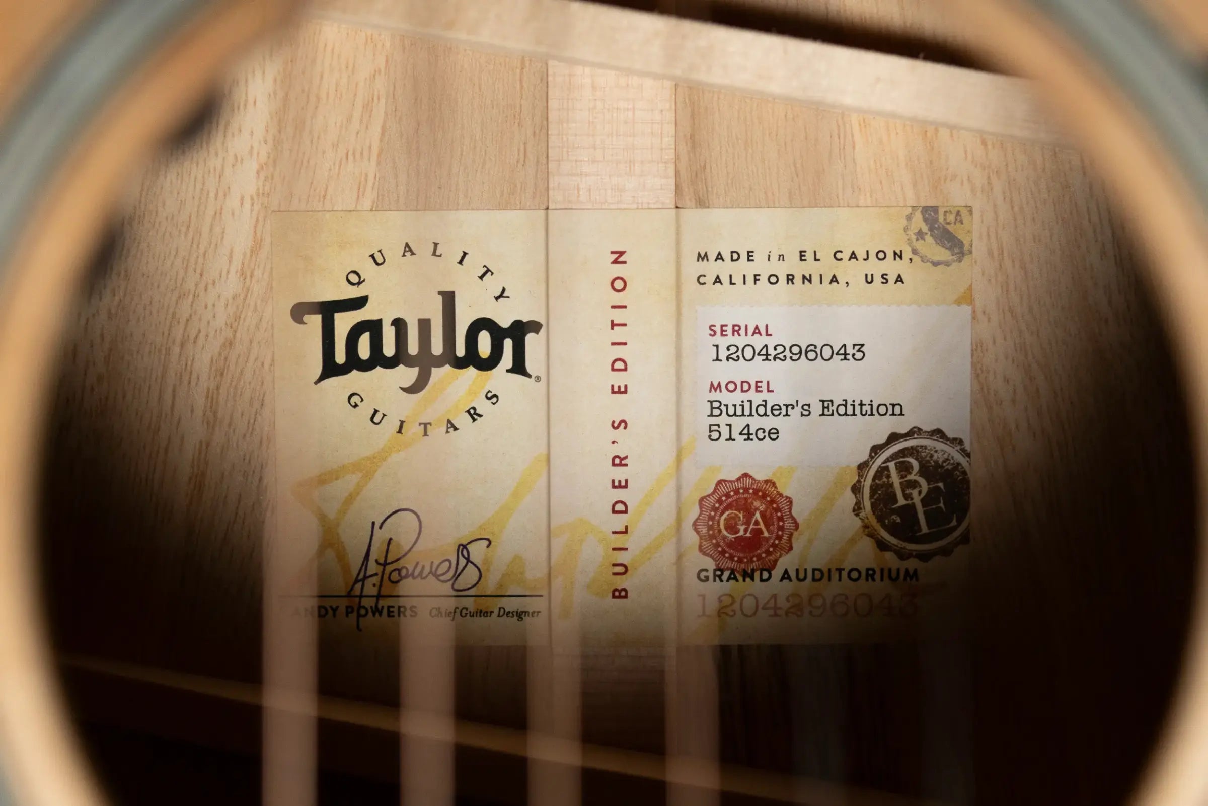 Taylor Next Generation Builder's Edition 514ce Grand Auditorium Acoustic/Electric Guitar - Natural with Hardshell Case