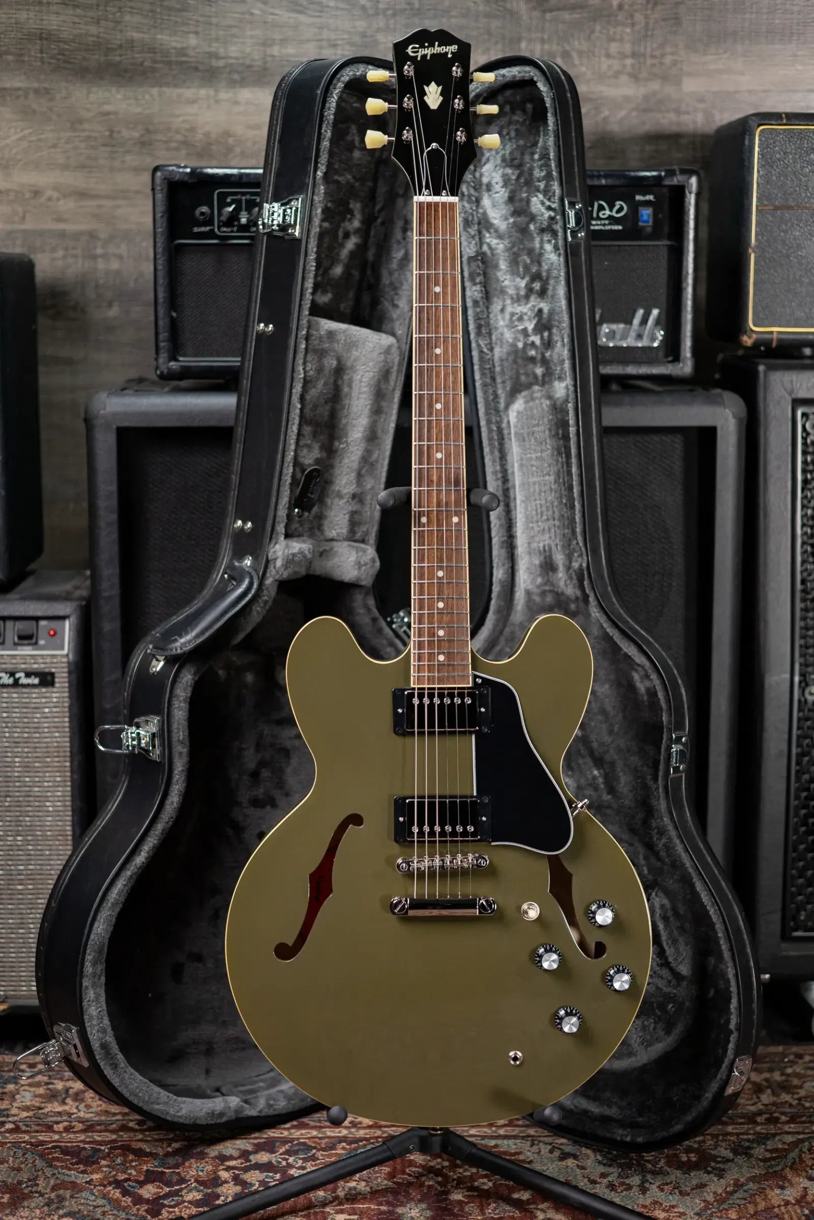 Epiphone ES-335 IG Semi-hollow Electric Guitar - Olive Drab Green with Hardshell Case - Used