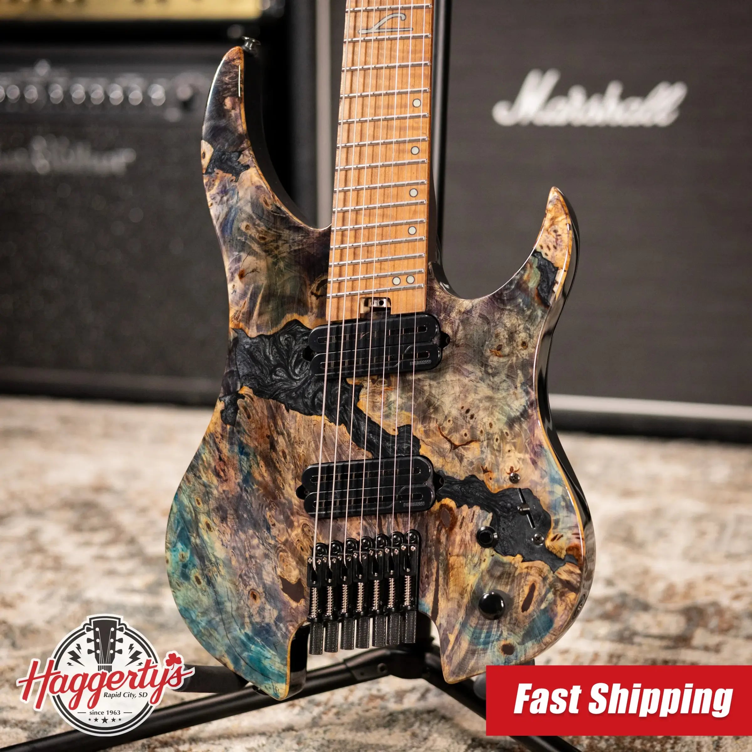 Legator GX7F Ghost 7-String Multi-Scale Electric Guitar - Coral with Gig Bag