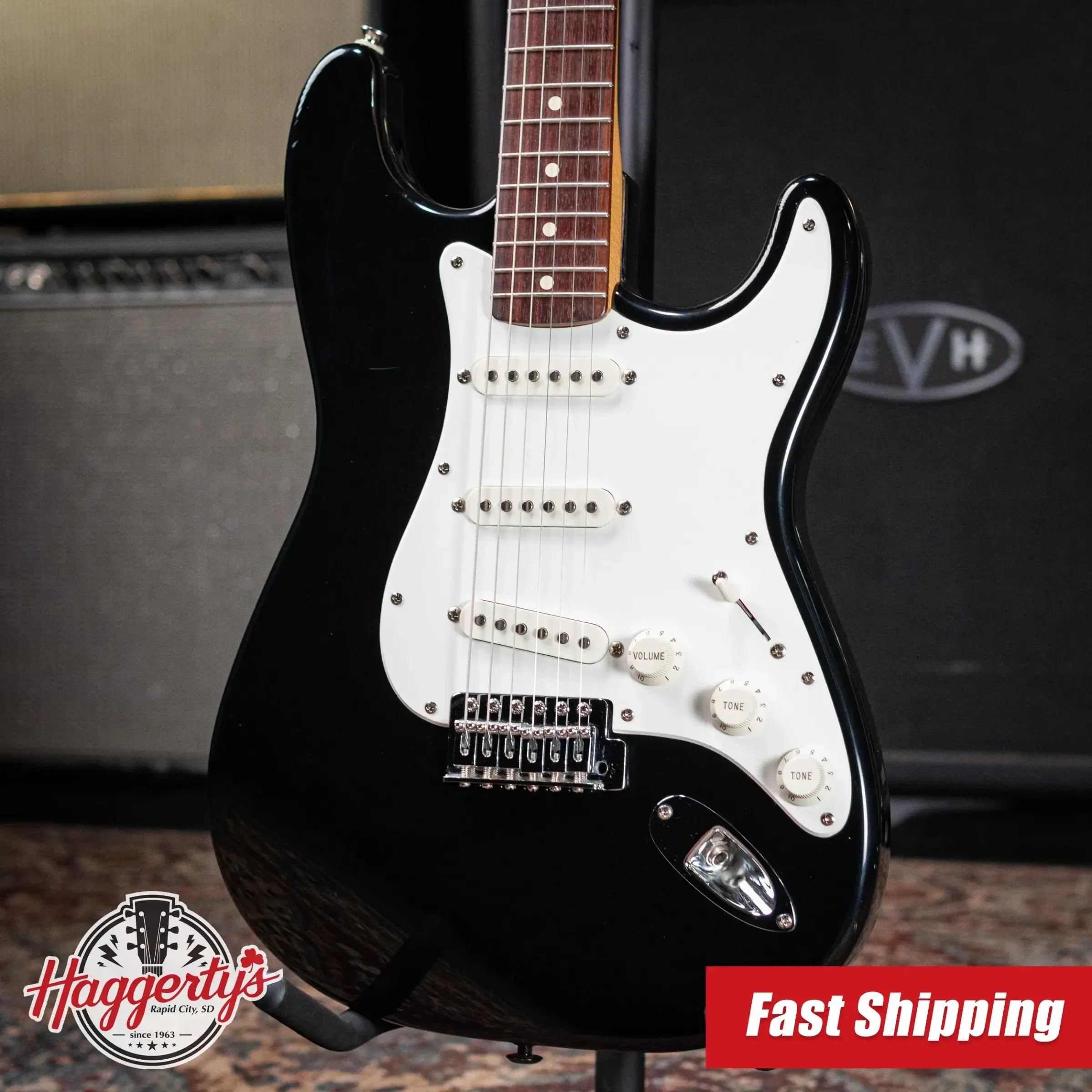 Fender MIM Stratocaster Electric Guitar - Black with Gig Bag - Used
