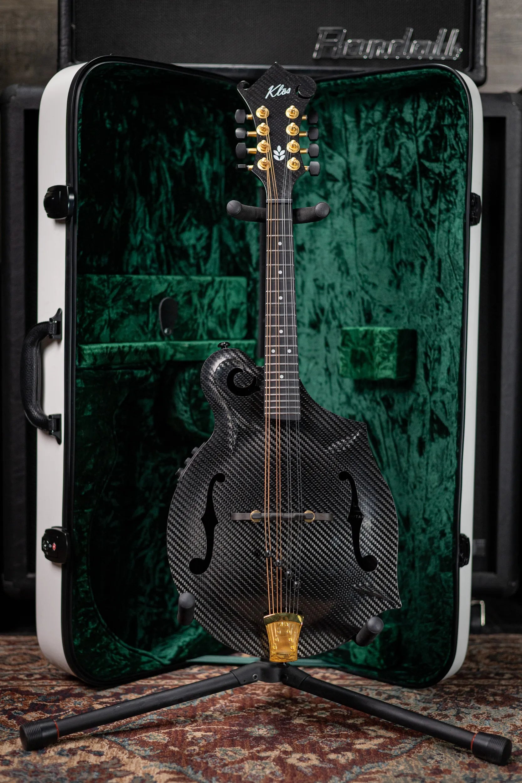 KLOS Full Carbon F-Style DAE EQ Acoustic/Electric Mandolin - Gold Hardware with Fiberglass Hardshell Case