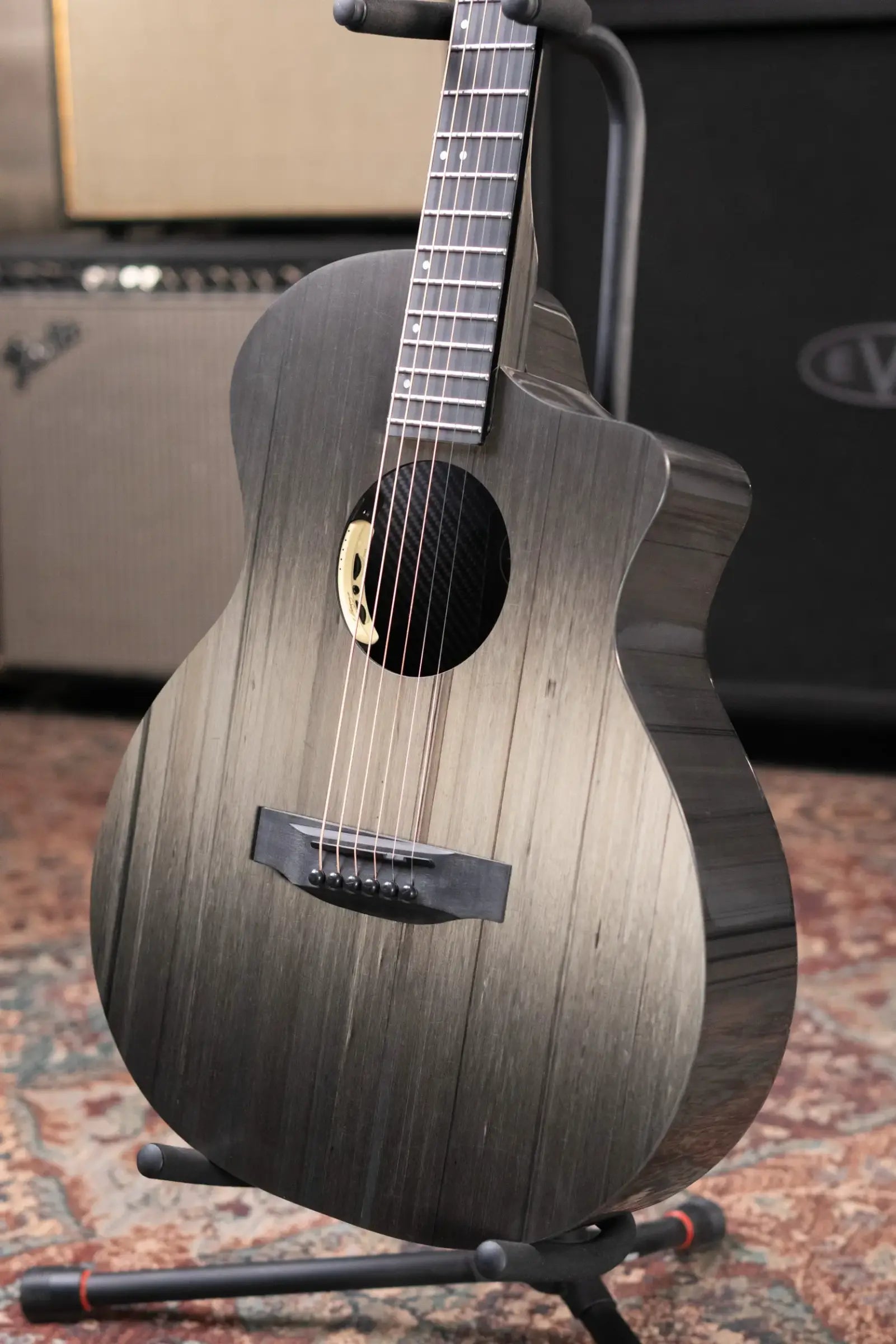 KLOS Carbon Timber Grand Cutaway Mini DAE Acoustic/Electric Guitar - Side Soundport - LR Baggs Anthem with Gig Bag