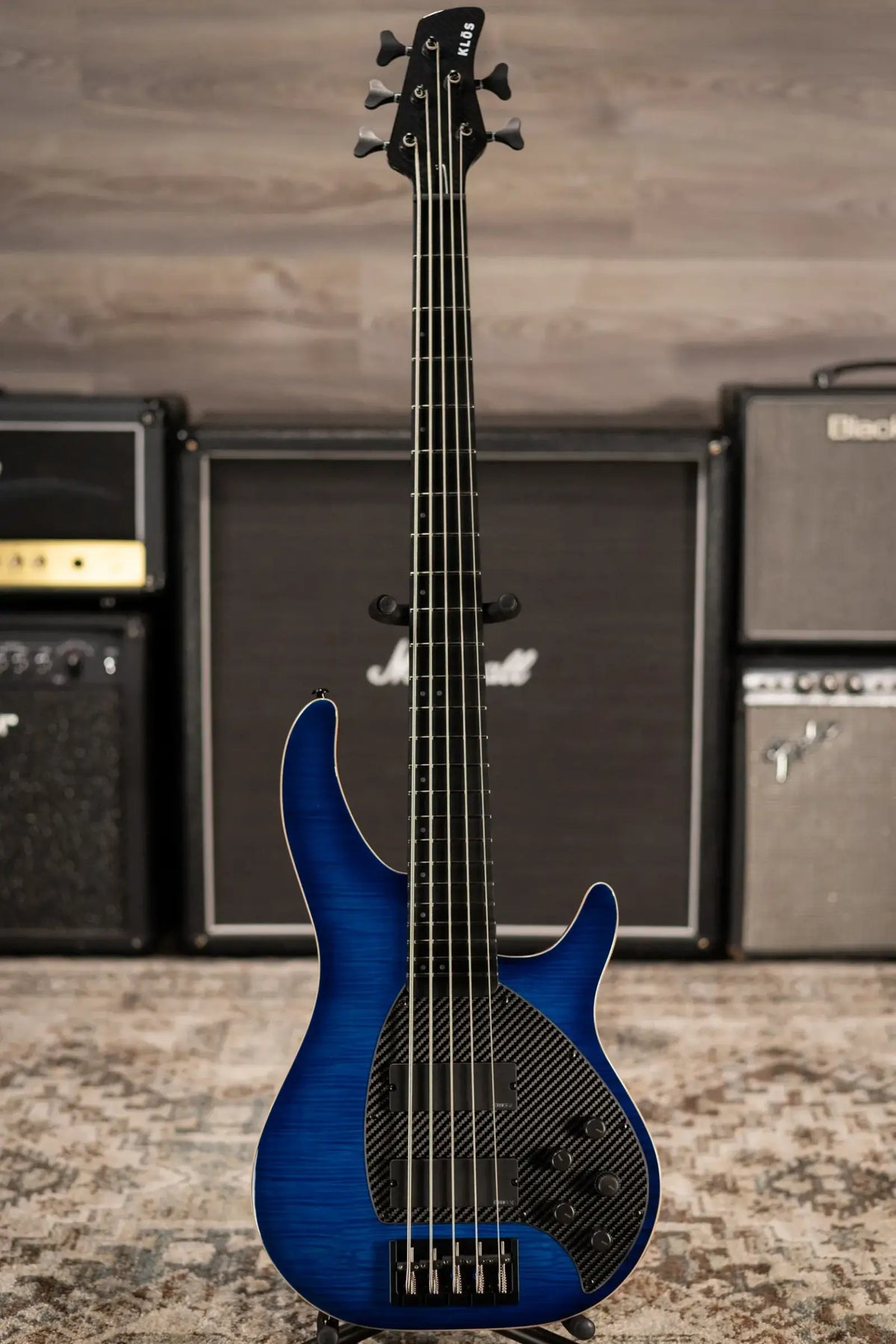 KLOS Custom Series Apollo V Bass - Flame Blue with EMGX Pickups and Gig Bag