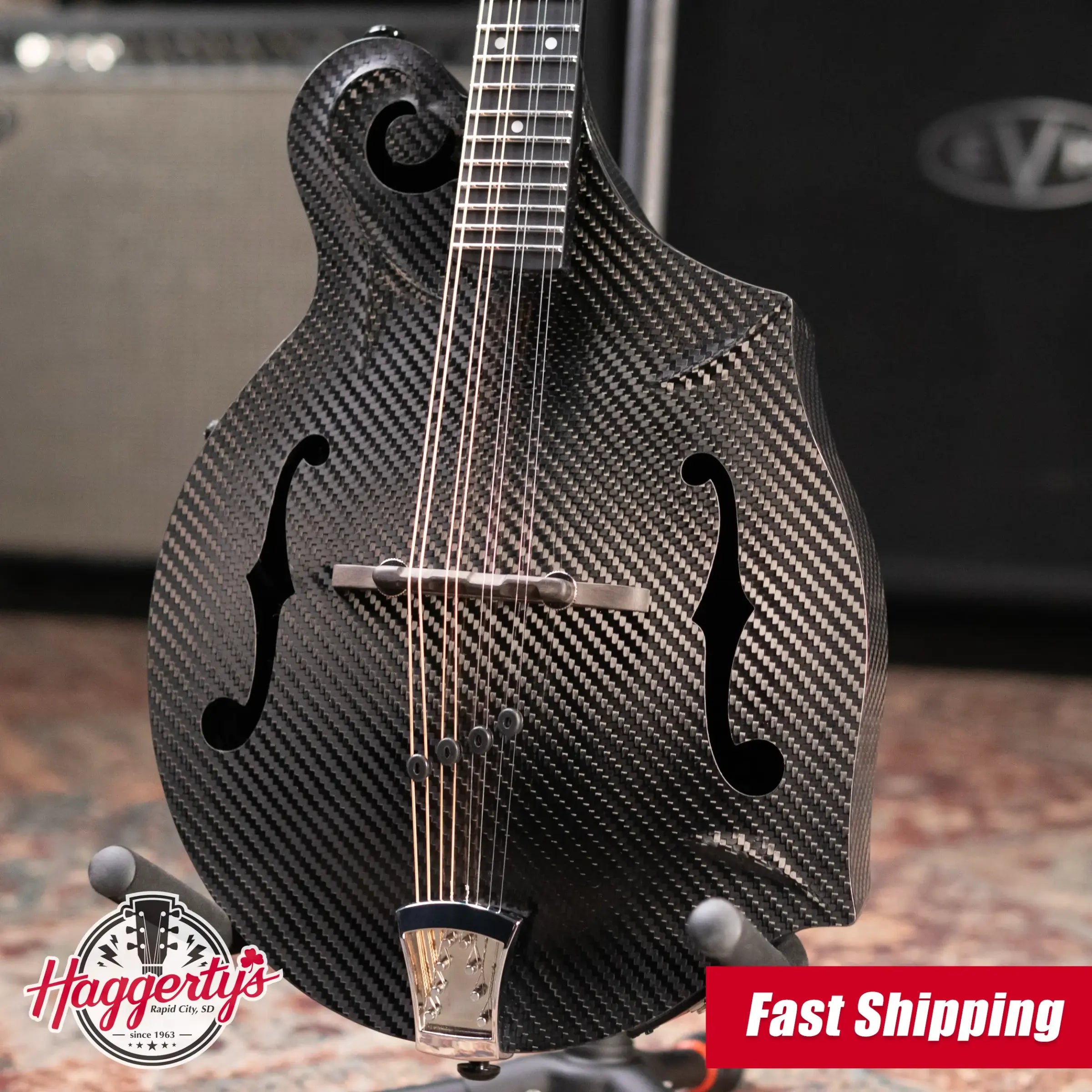PRE-ORDER KLOS Full Carbon F-Style Mandolin KLOS EQ Acoustic/Electric with Fiberglass Hardshell Case