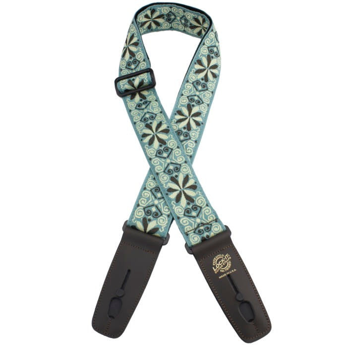 Lock-it Straps 2" Wide Guitar Strap LIS-304-J19 - Aqua Cream Brown
