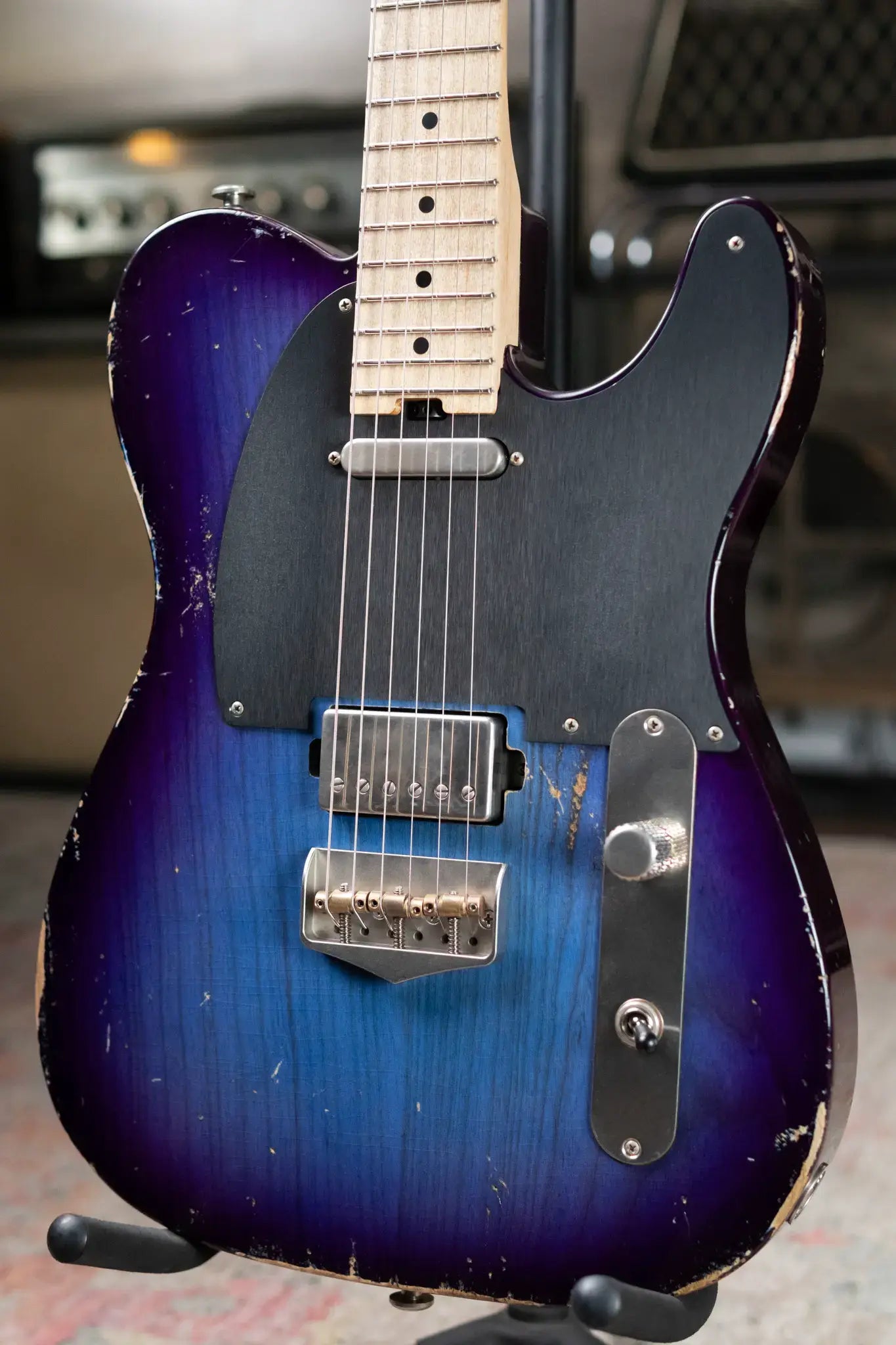 Luxxtone Choppa T Electric Guitar - Blue Burst with Hardshell Case