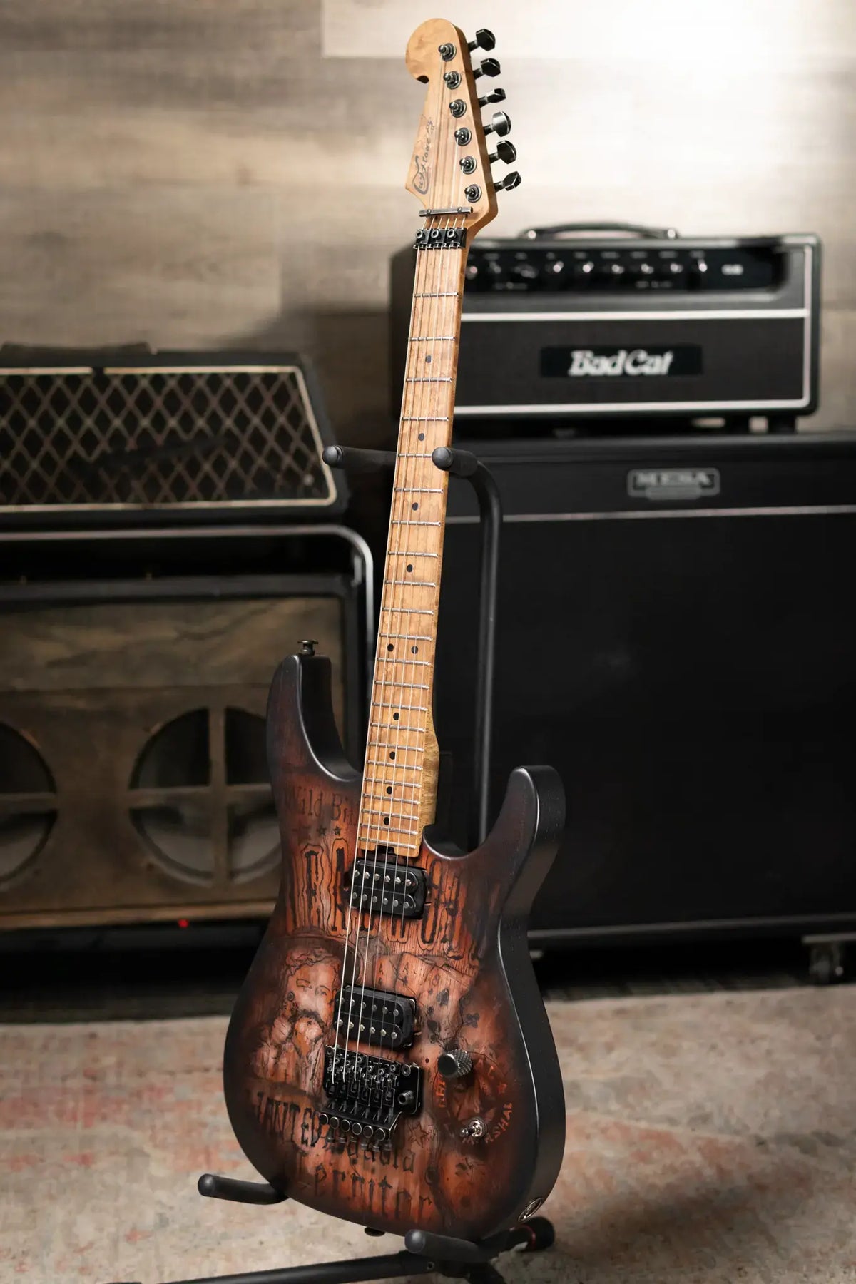 Luxxtone Ghost Electric Guitar - Wild Bill Art with Hardshell Case