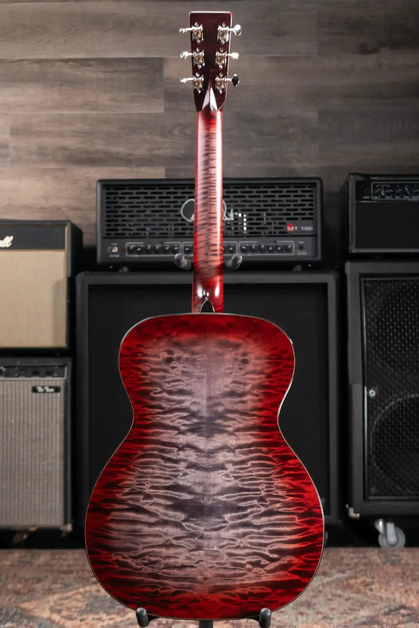 Martin Custom Shop Style 45 000-14F Acoustic Guitar - Quilted Maple, Charcoal Cherry Burst with Hardshell Case