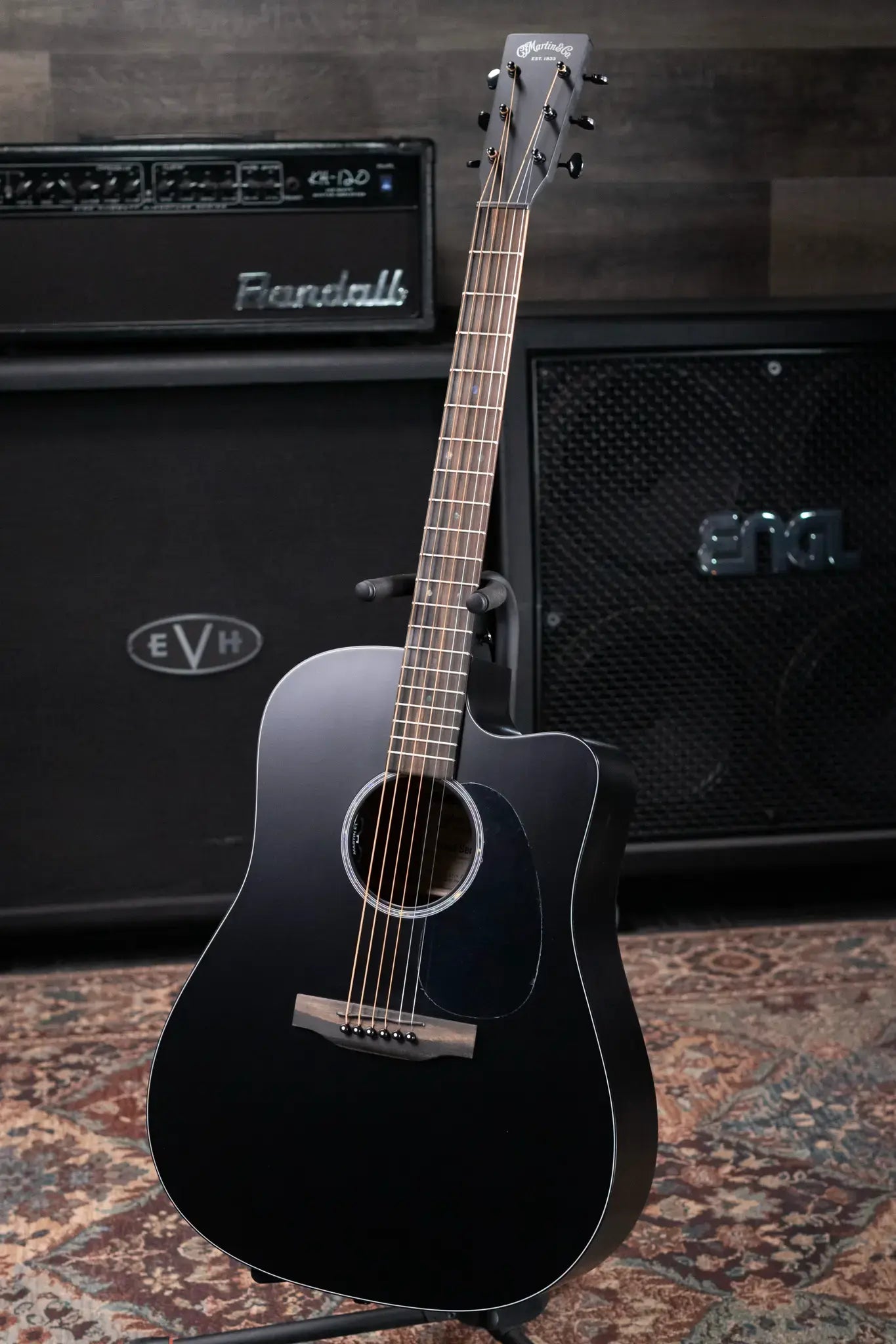 Martin DC-10E Modern Dreadnought Acoustic/Electric Guitar - Black with Gig Bag