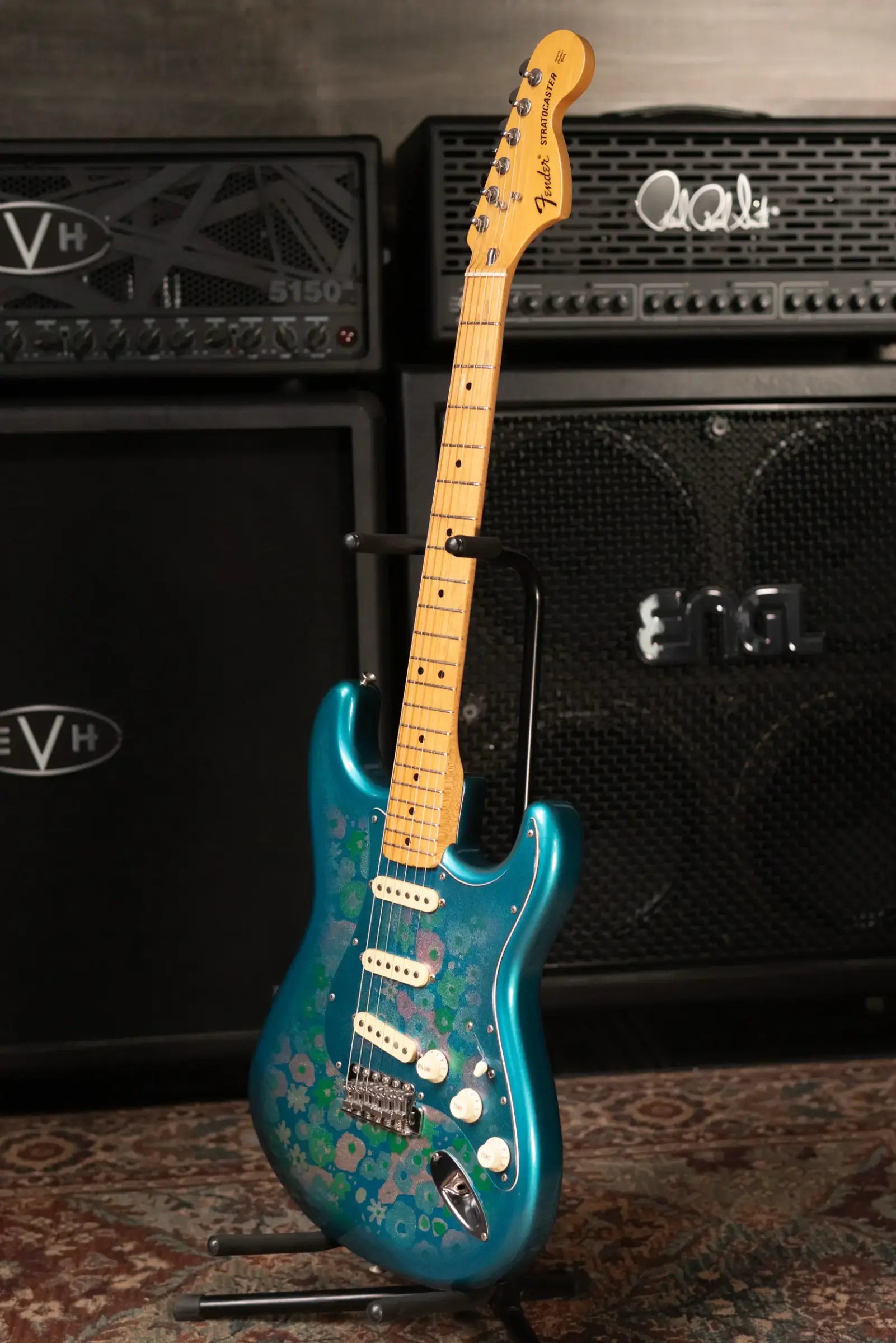 Mid-1980's Fender Stratocaster ST-72 Electric Guitar - Blue Flower with Hardshell Case - Used