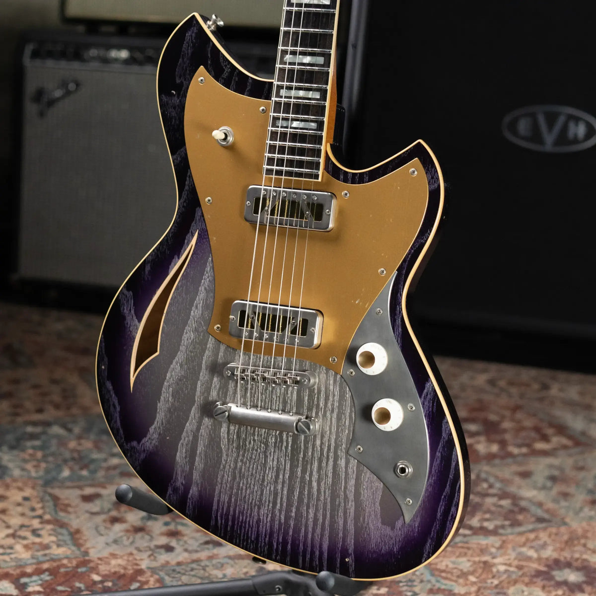 Novo Custom Shop Miris P2 Semi-Hollow Electric Guitar - Purple Stranger Burst with Gig Bag