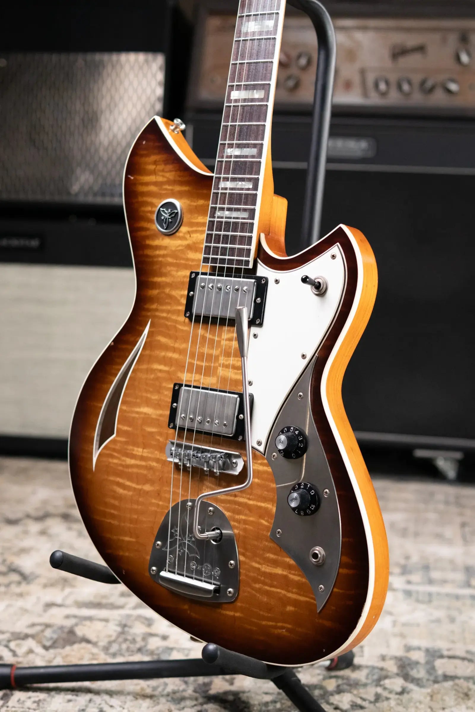 Novo Dealer Limited Miris JHH Semi-Hollow Electric Guitar - Amber Burst with Gig Bag