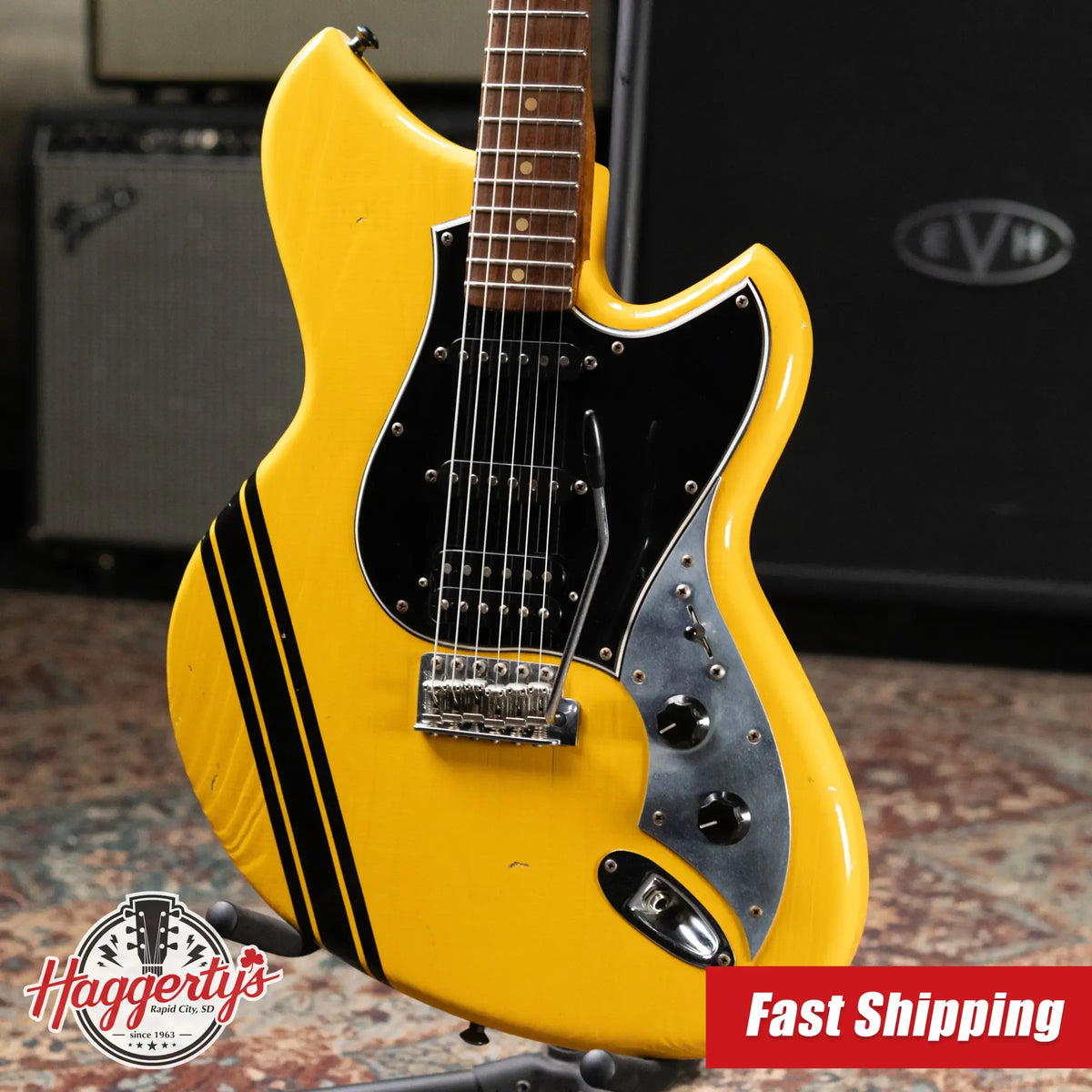 Novo Serus S HSS Electric Guitar - Vandalism Yellow with Black Pinstripe with Mono Gig Bag - Used