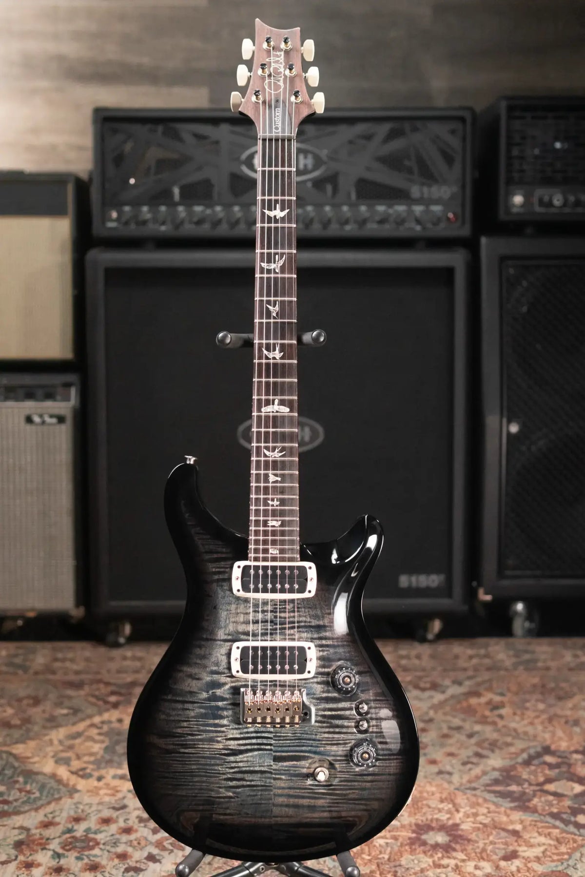 PRS Custom 24-08 Electric Guitar - Faded Whale Blue Wraparound Smokeburst with Hardshell Case