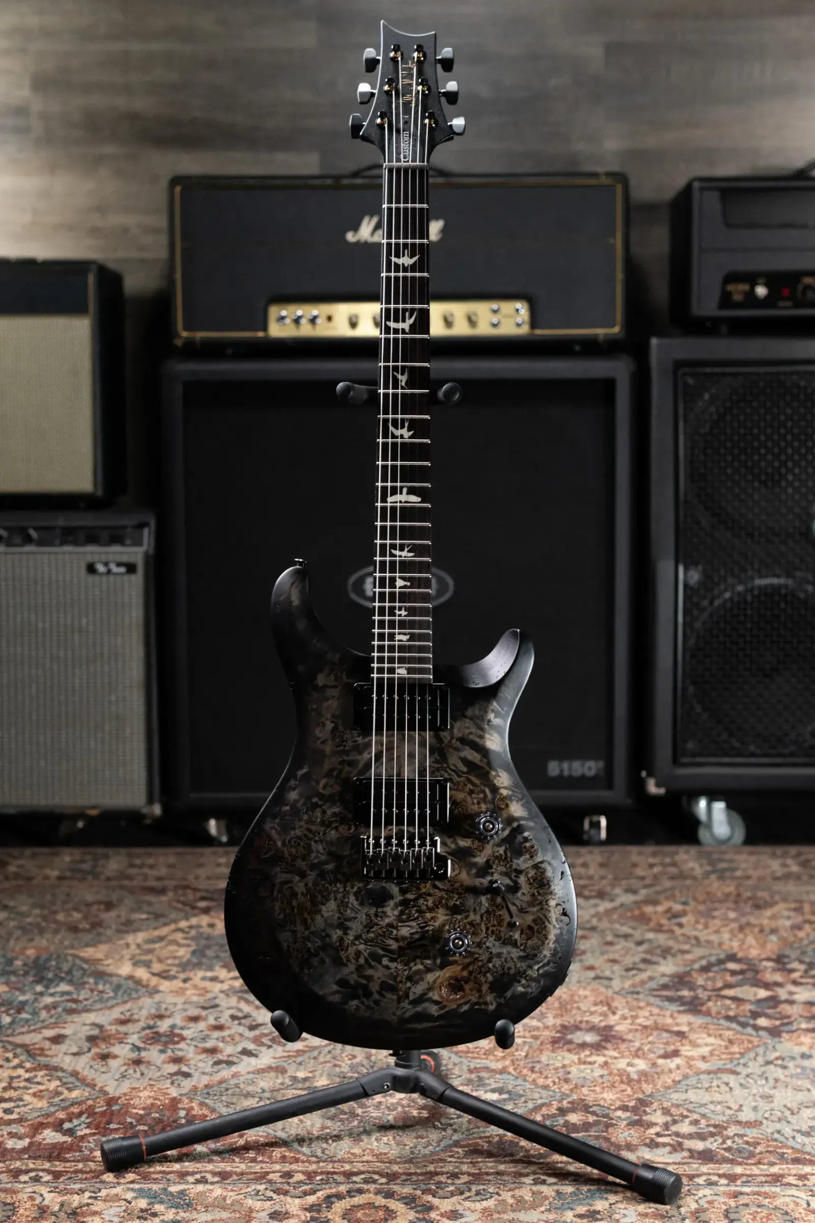 PRS S2 LTD Edition Custom 24 Poplar Burl Top Electric Guitar - Satin Charcoal Burst with Gig Bag