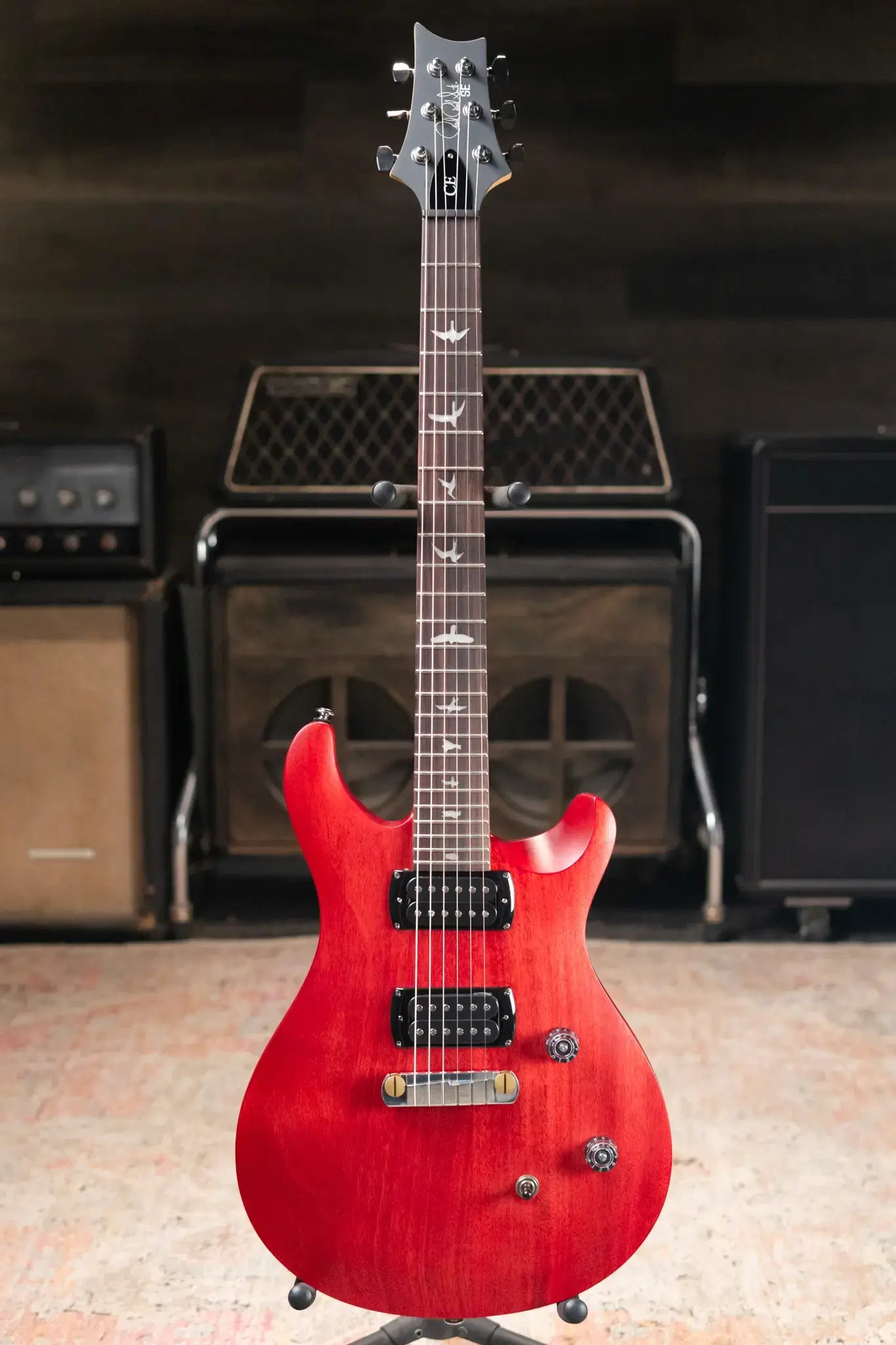 PRS SE CE 24 Standard Stoptail Satin Electric Guitar - Vintage Cherry with Gig Bag