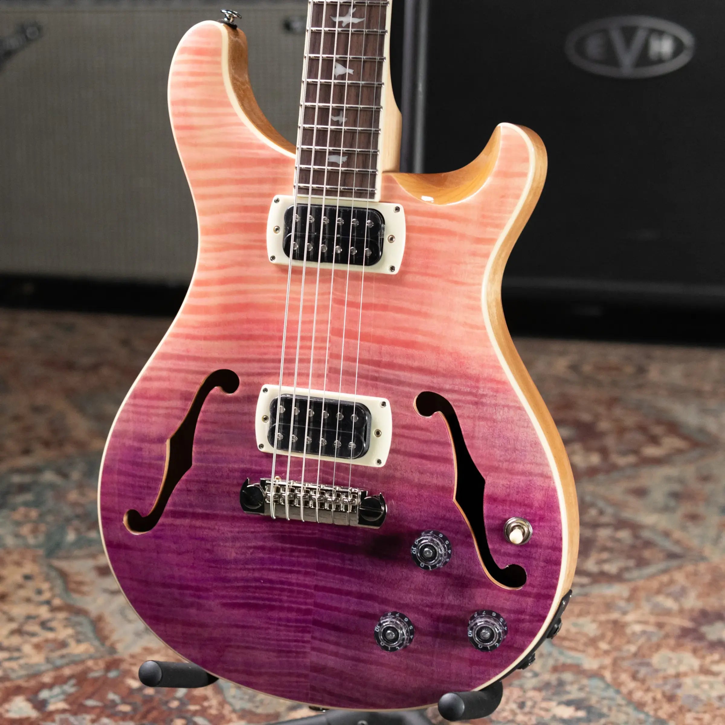 PRS SE Ed Sheeran Baritone Piezo Hollowbody Guitar - Pink Ombre with Premium Gig Bag