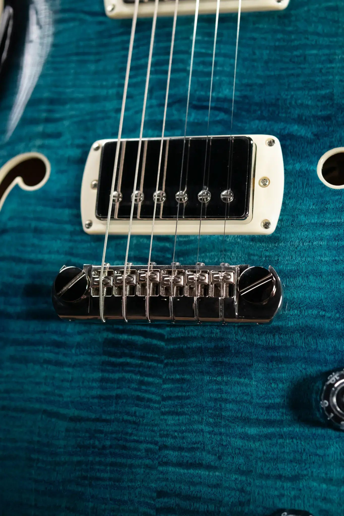 PRS SE Hollowbody II Piezo Electric Guitar - Peacock Blue Smokeburst with Gig Bag