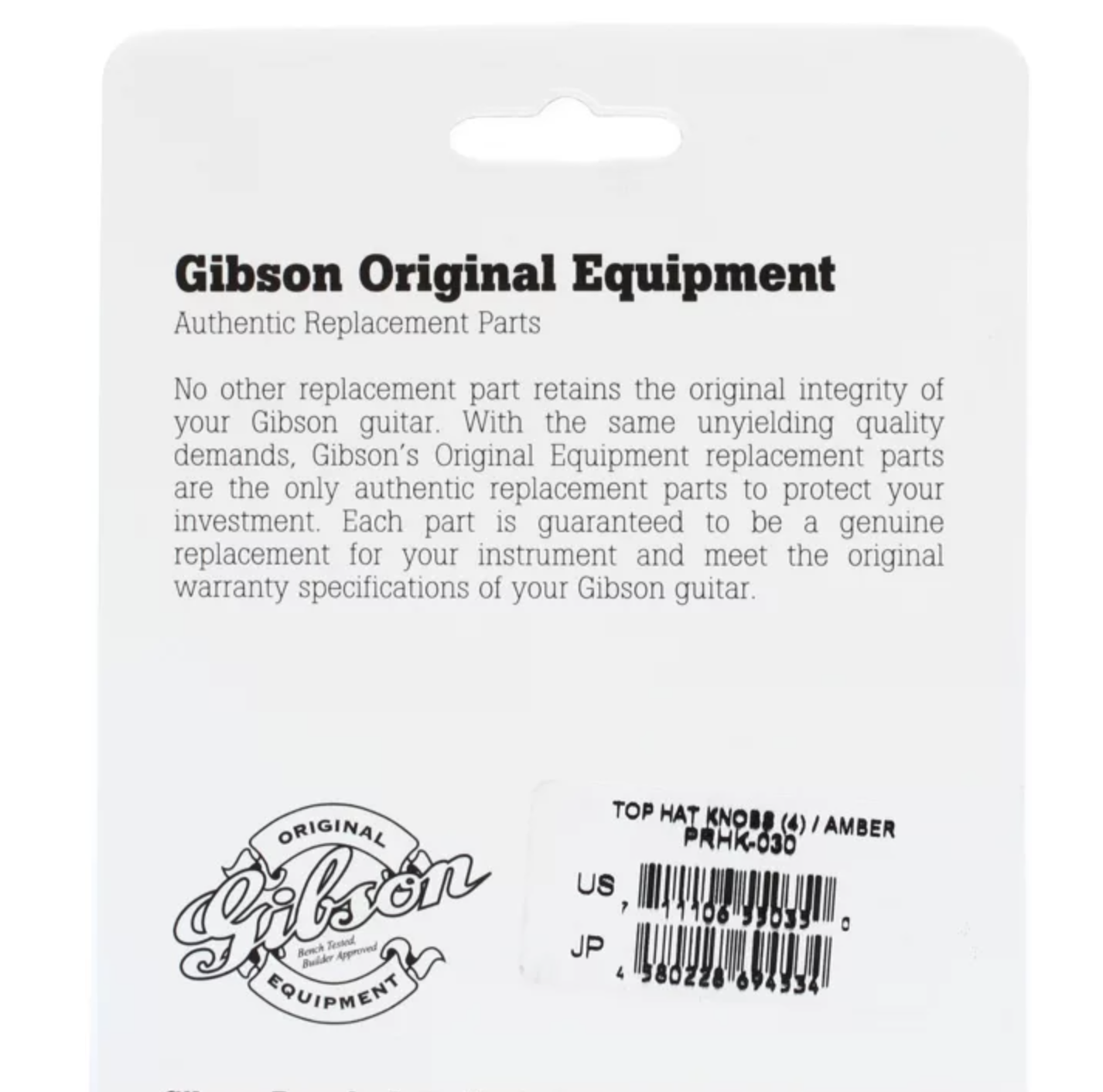 Gibson Top Hat Knobs Vintage Amber 4-Pack