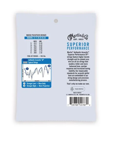Martin MA550 13-56 Authentic Acoustic SP® Guitar Strings Phosphor Bronze