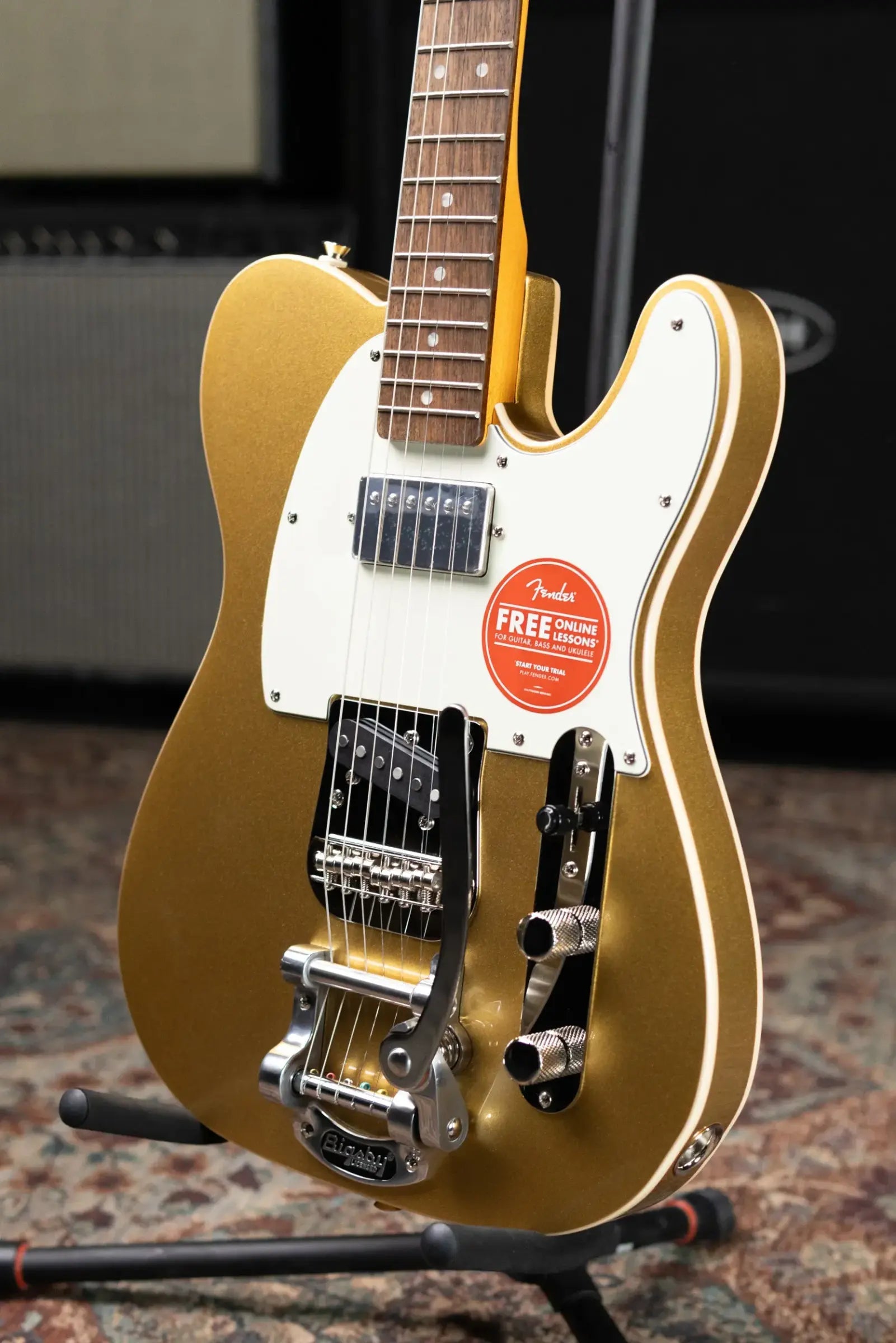 Squier Classic Vibe Custom Telecaster SH with Bigsby Electric Guitar - Aztec Gold