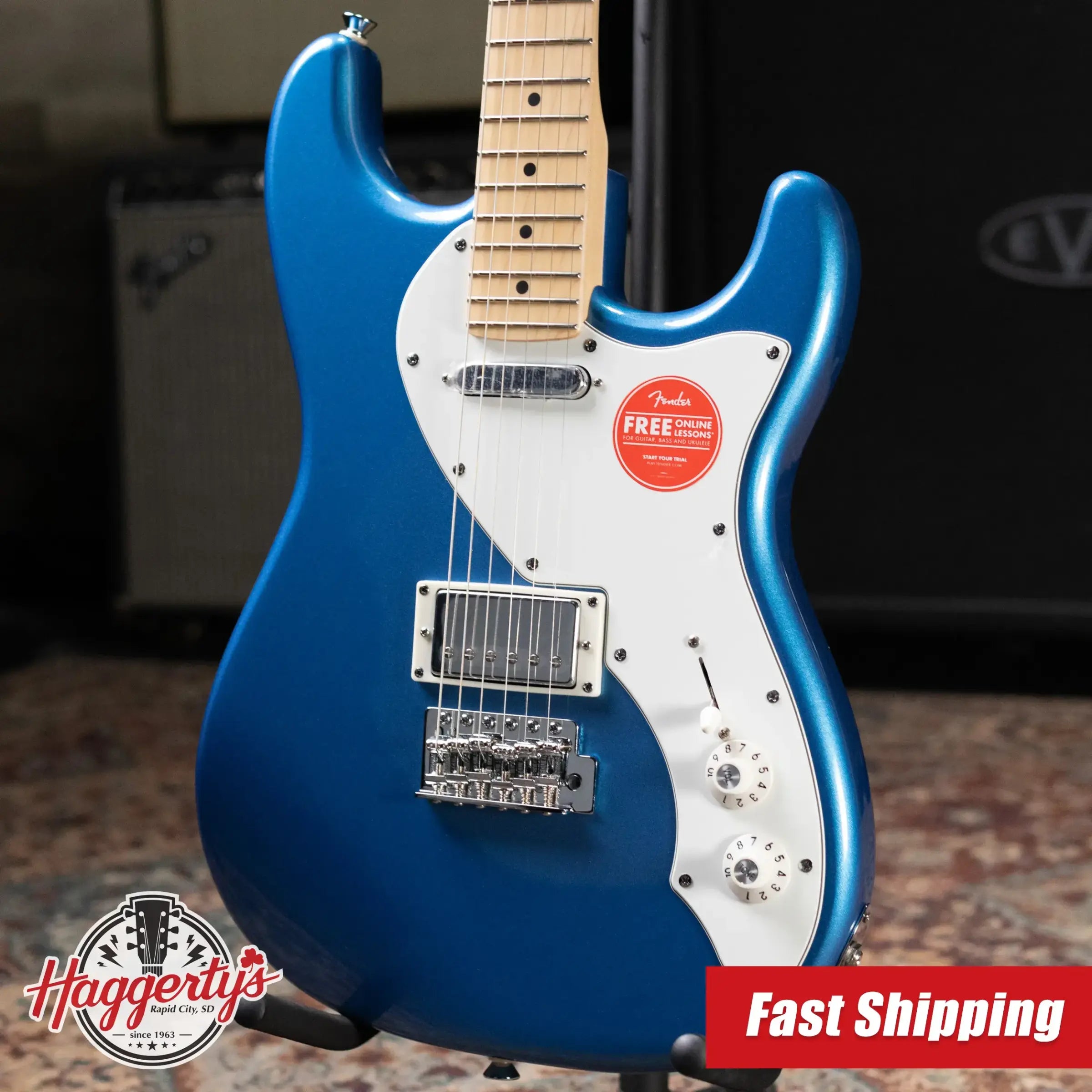 Squier Paranormal Stratocaster Deluxe Electric Guitar - Lake Placid Blue