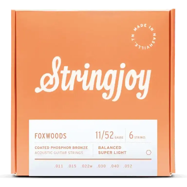 Stringjoy Foxwoods Super Light Gauge (11-52) Coated Phosphor Bronze Acoustic Guitar Strings