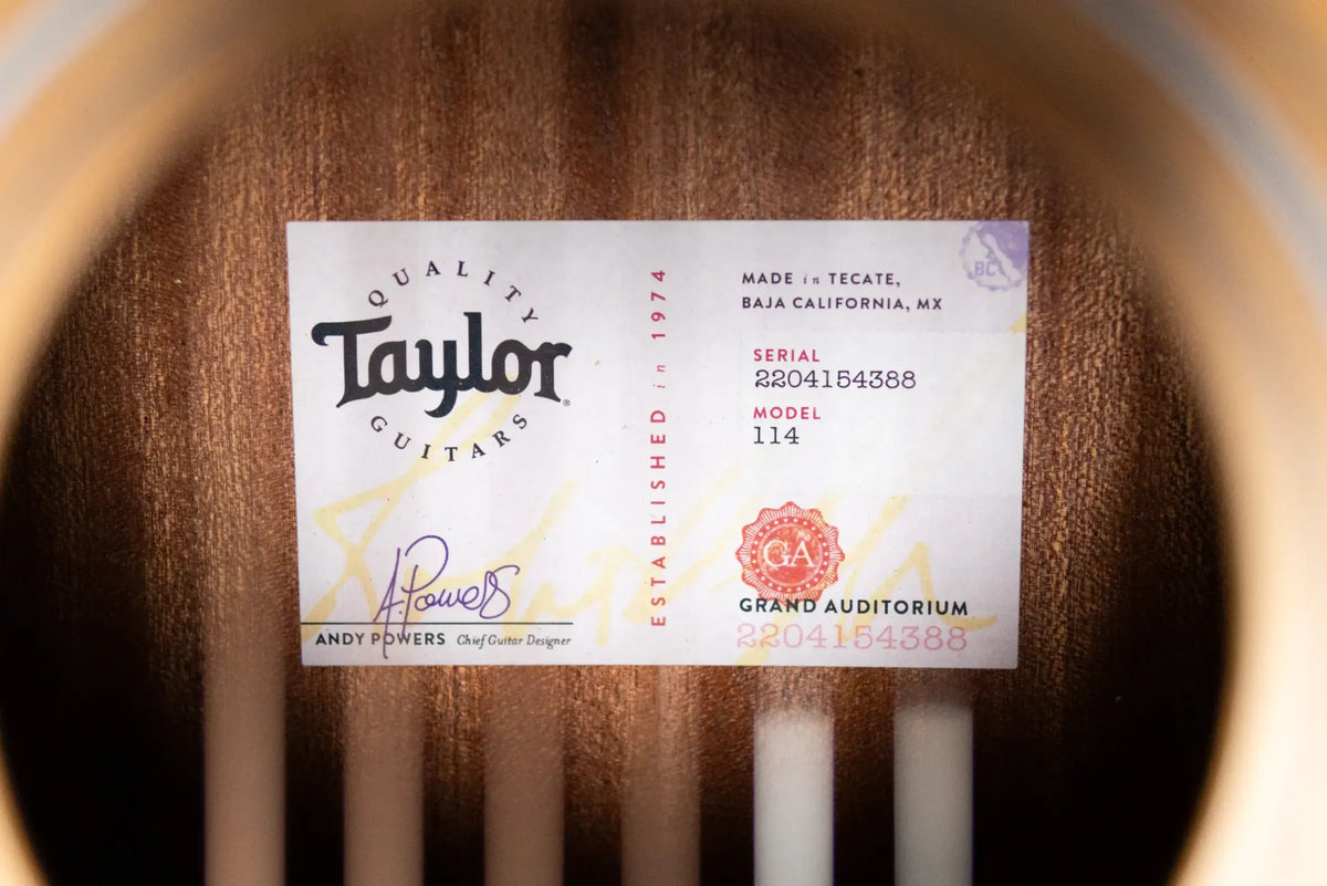 Taylor 114 Grand Auditorium Acoustic Guitar - Natural with Gig Bag - Prototype